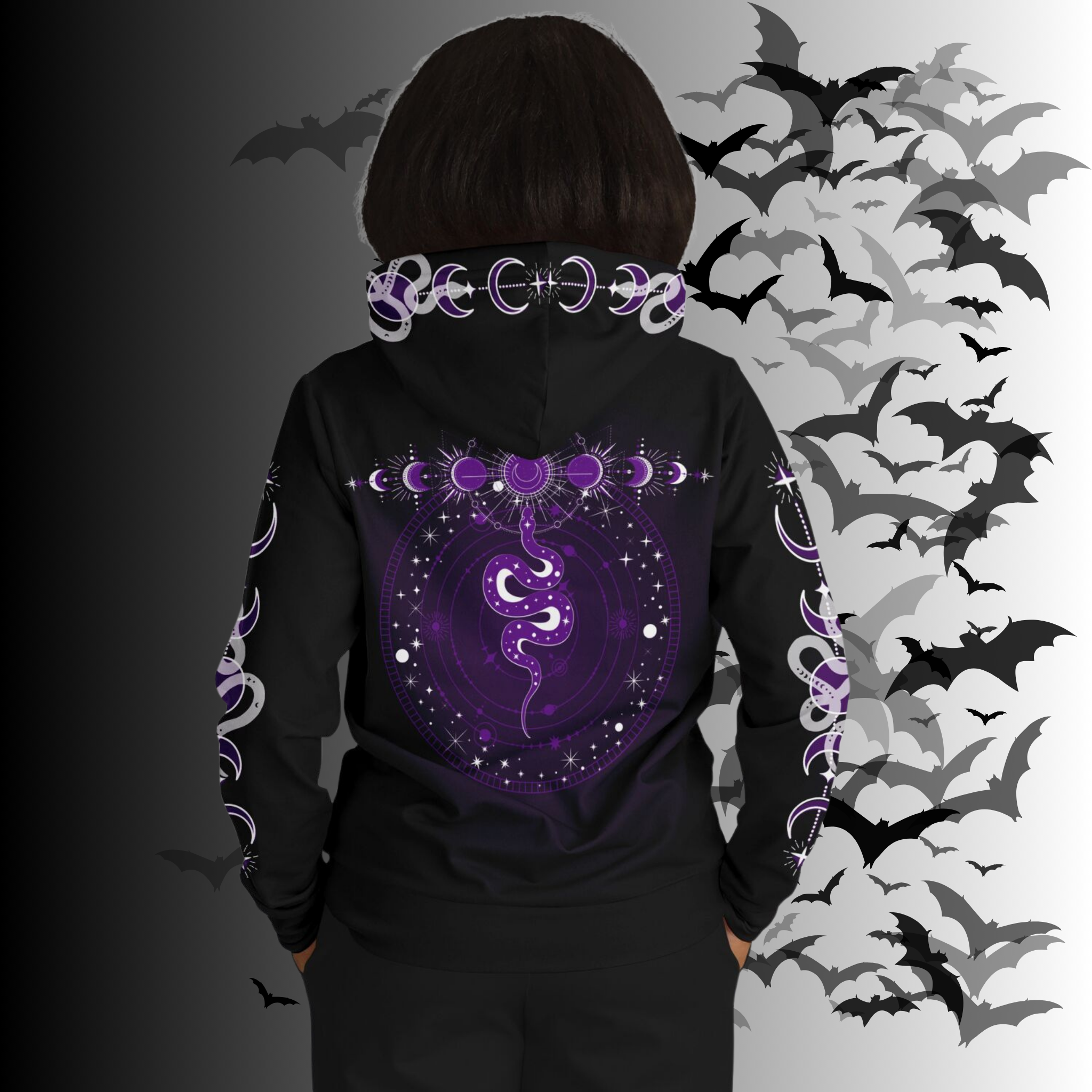 Purple Celestial Serpent All Over Print Hoodie
