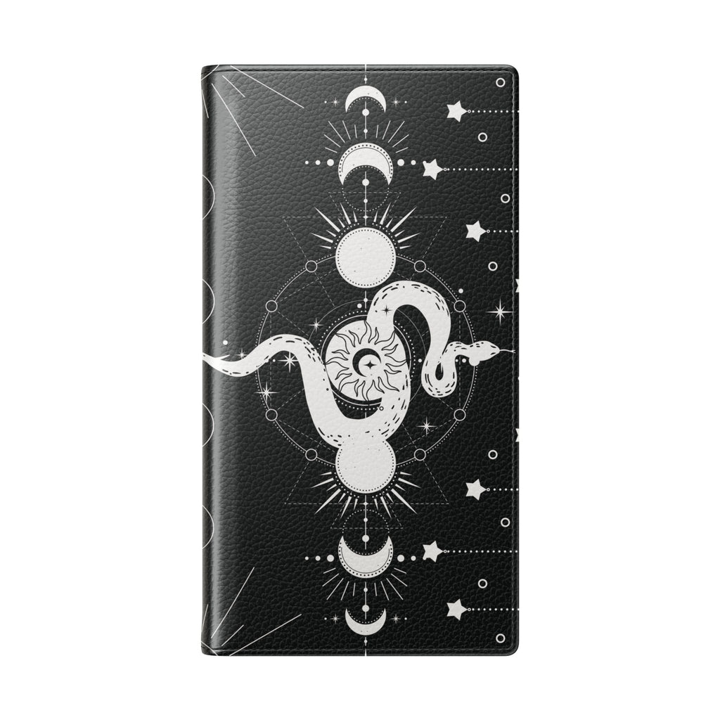 Gothic Style Celestial Snake Moon Phases Wallet Flip PhoneCase - Celestial Style Phone Case for iPhone and Samsung - Moon Phases Wallet Case