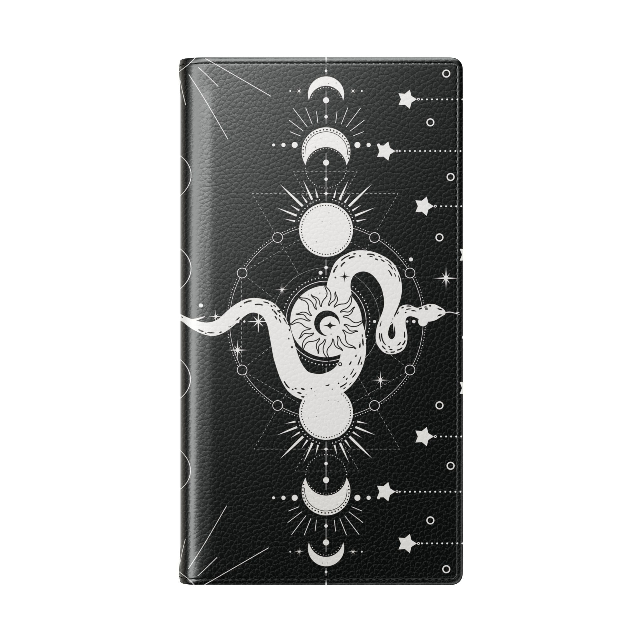 Gothic Style Celestial Snake Moon Phases Wallet Flip PhoneCase - Celestial Style Phone Case for iPhone and Samsung - Moon Phases Wallet Case