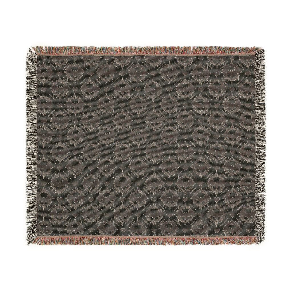 Gothic Bat Pattern Woven Cotton Throw Blanket — Fringe Bat Home Decor