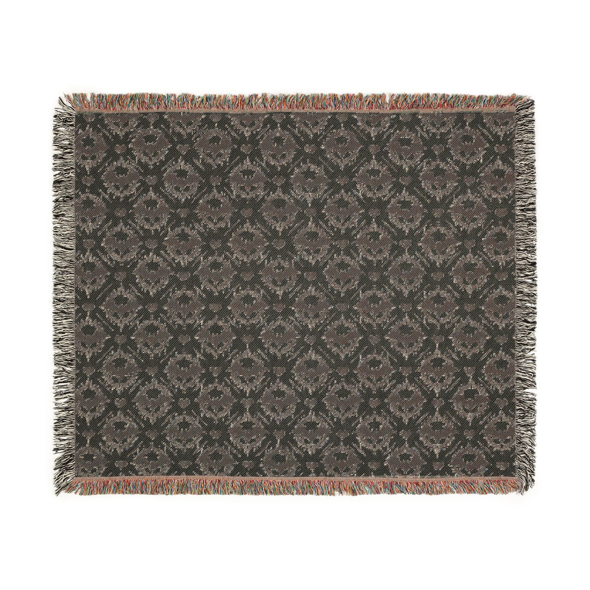 Gothic Bat Pattern Woven Cotton Throw Blanket — Fringe Bat Home Decor