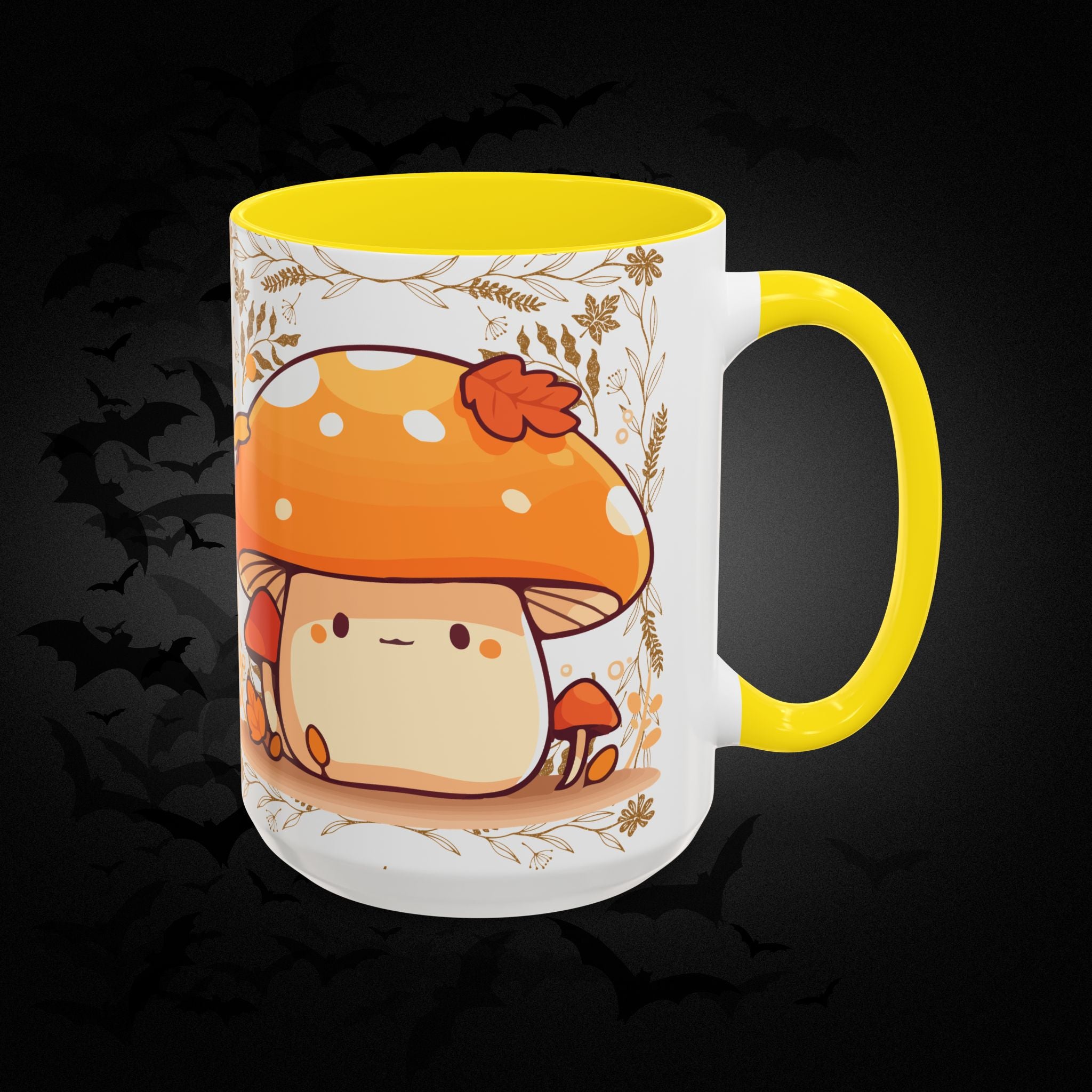 Autumn Mushroom Cute Coffee Mug — Fall Kawaii Accent Mug (11/15oz)