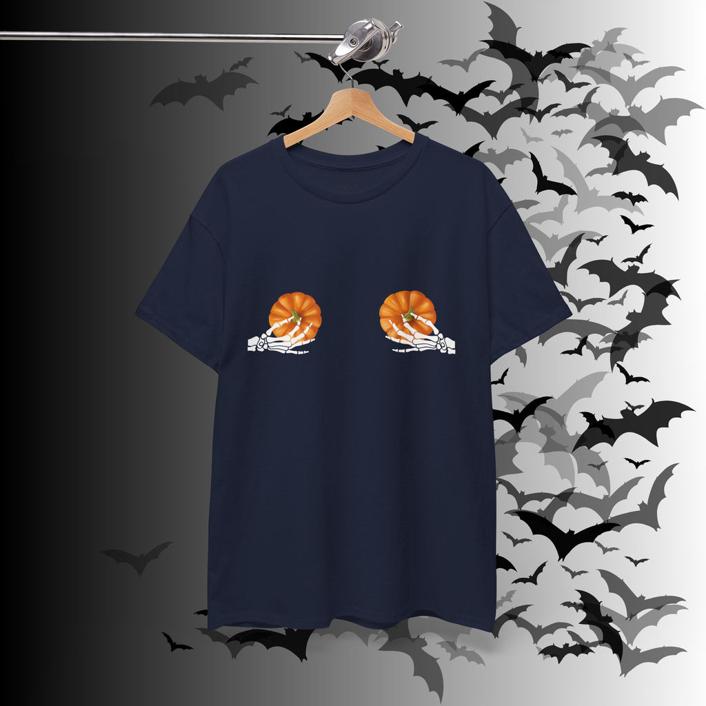 Skeleton Hands Pumpkin Halloween T-Shirt — Funny Spooky Season Tee