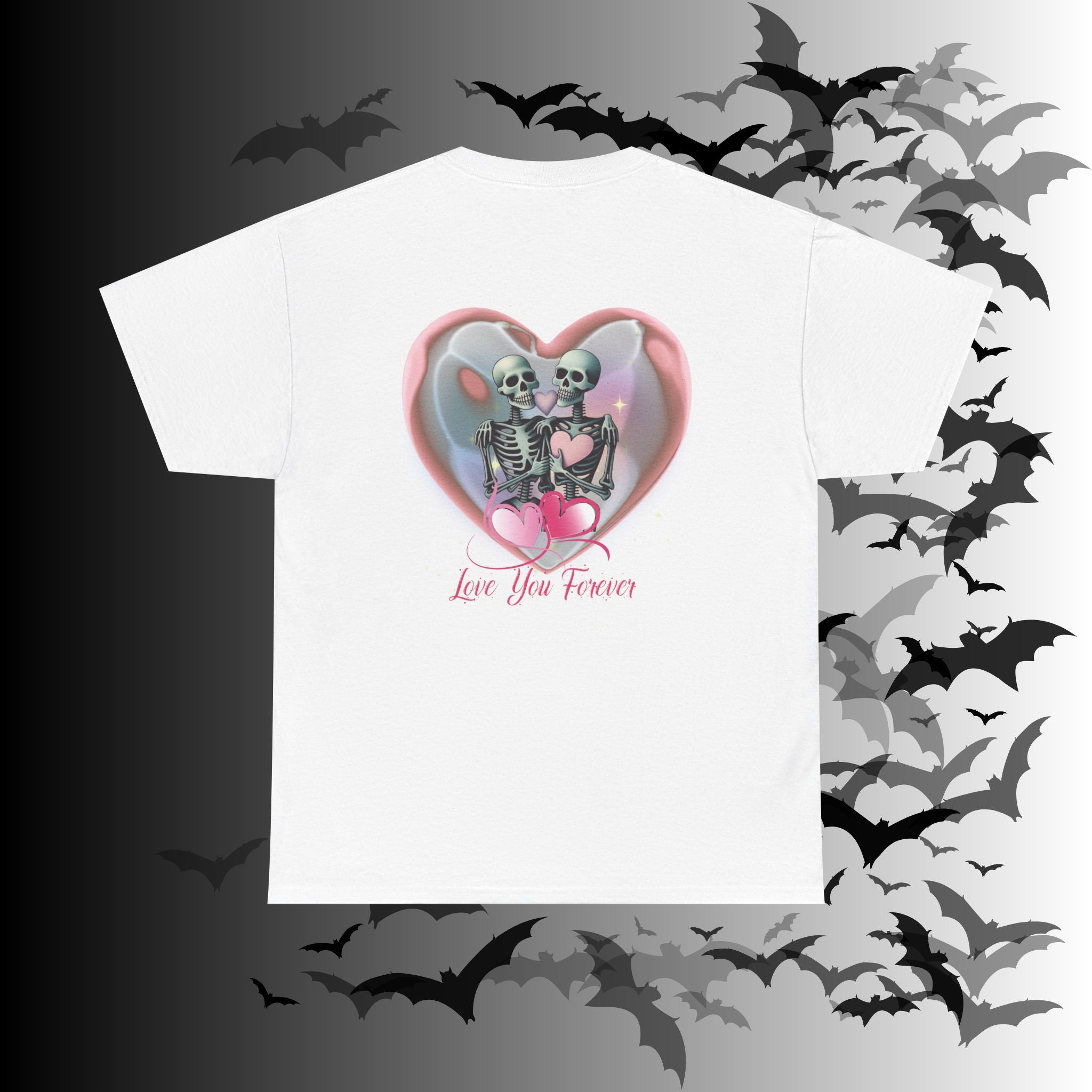 "Love You Forever" Gothic Skeleton Couples T-Shirt — Goth Valentine's Day Matching Tee