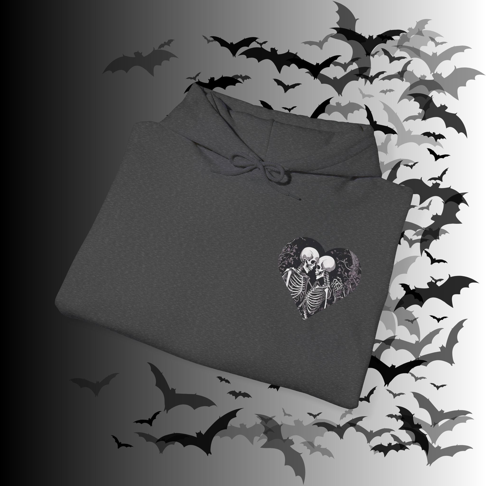 Gothic Skeleton "Forever Yours" Couples Hoodie — Dark Romance Front & Back Print