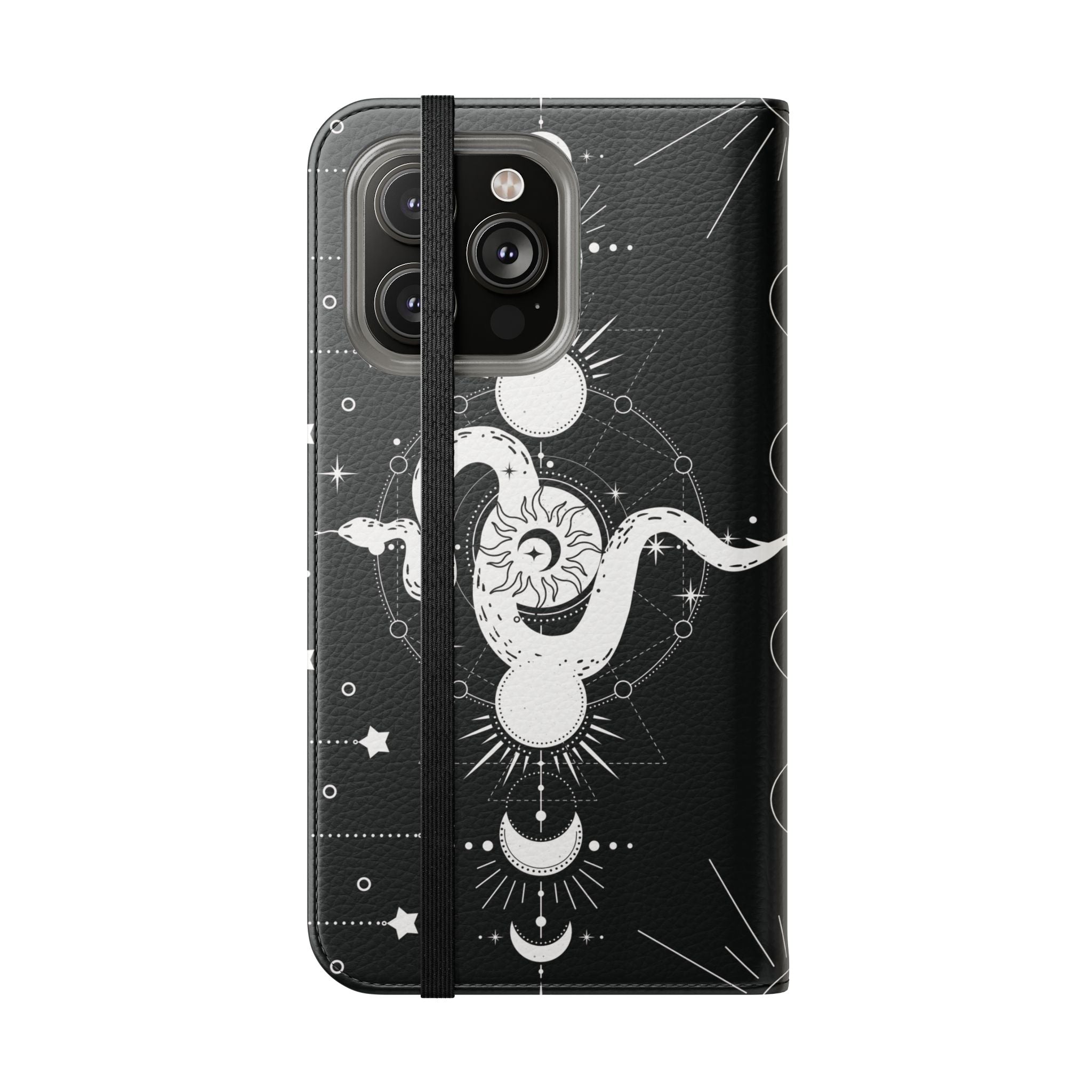 Gothic Style Celestial Snake Moon Phases Wallet Flip PhoneCase - Celestial Style Phone Case for iPhone and Samsung - Moon Phases Wallet Case