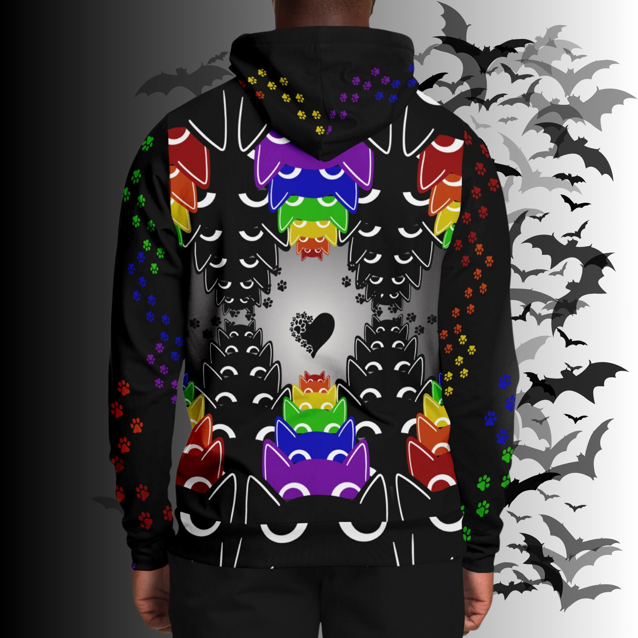 Rainbow Cats All Over Print Hoodie
