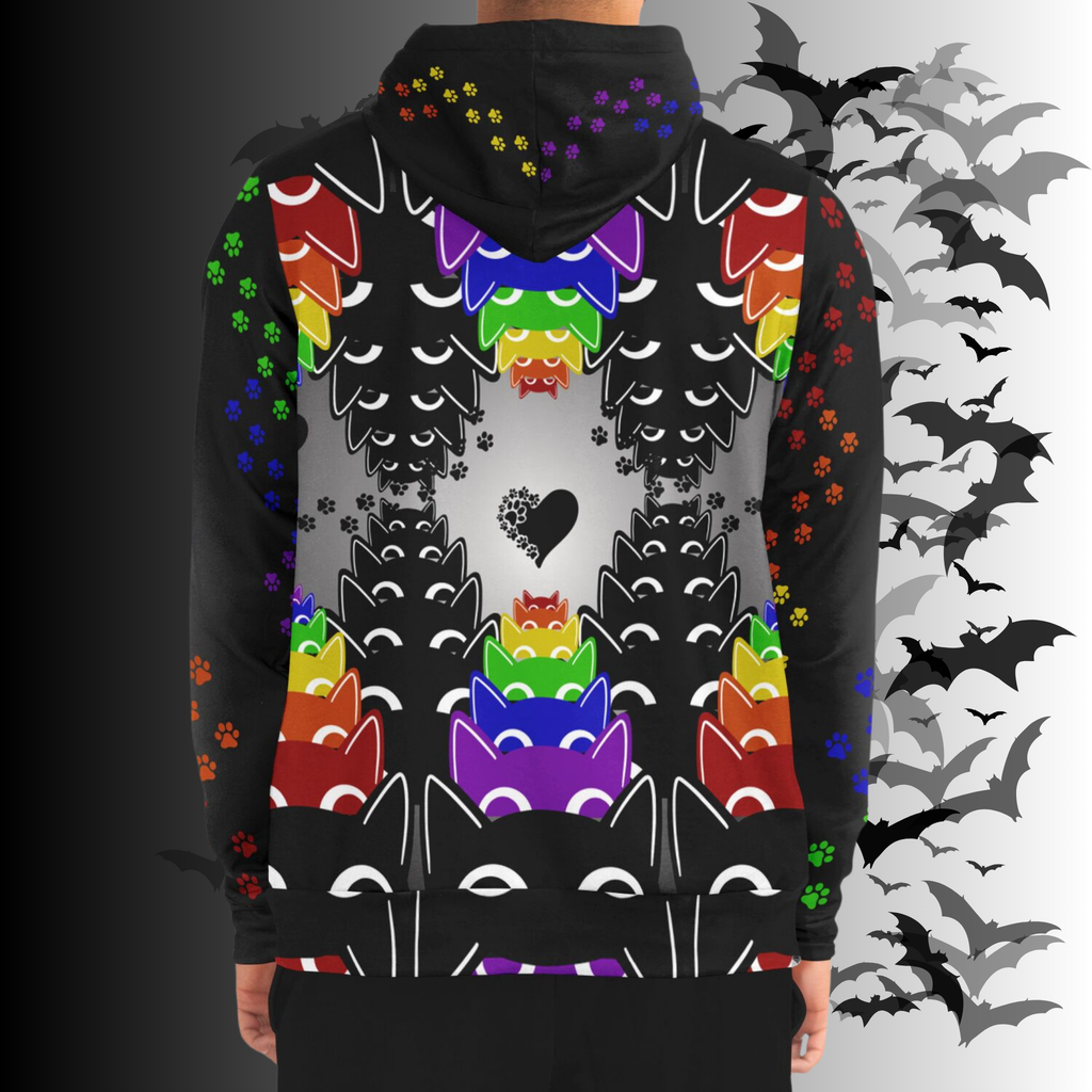 Rainbow Cats All Over Print Zip Hoodie