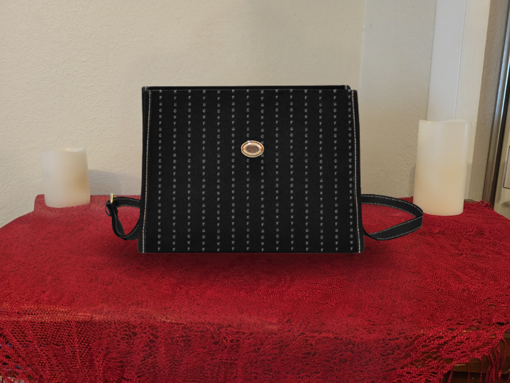Gothic Pinstripe Handbag | Hidden F-Word Waterproof Canvas Crossbody Purse