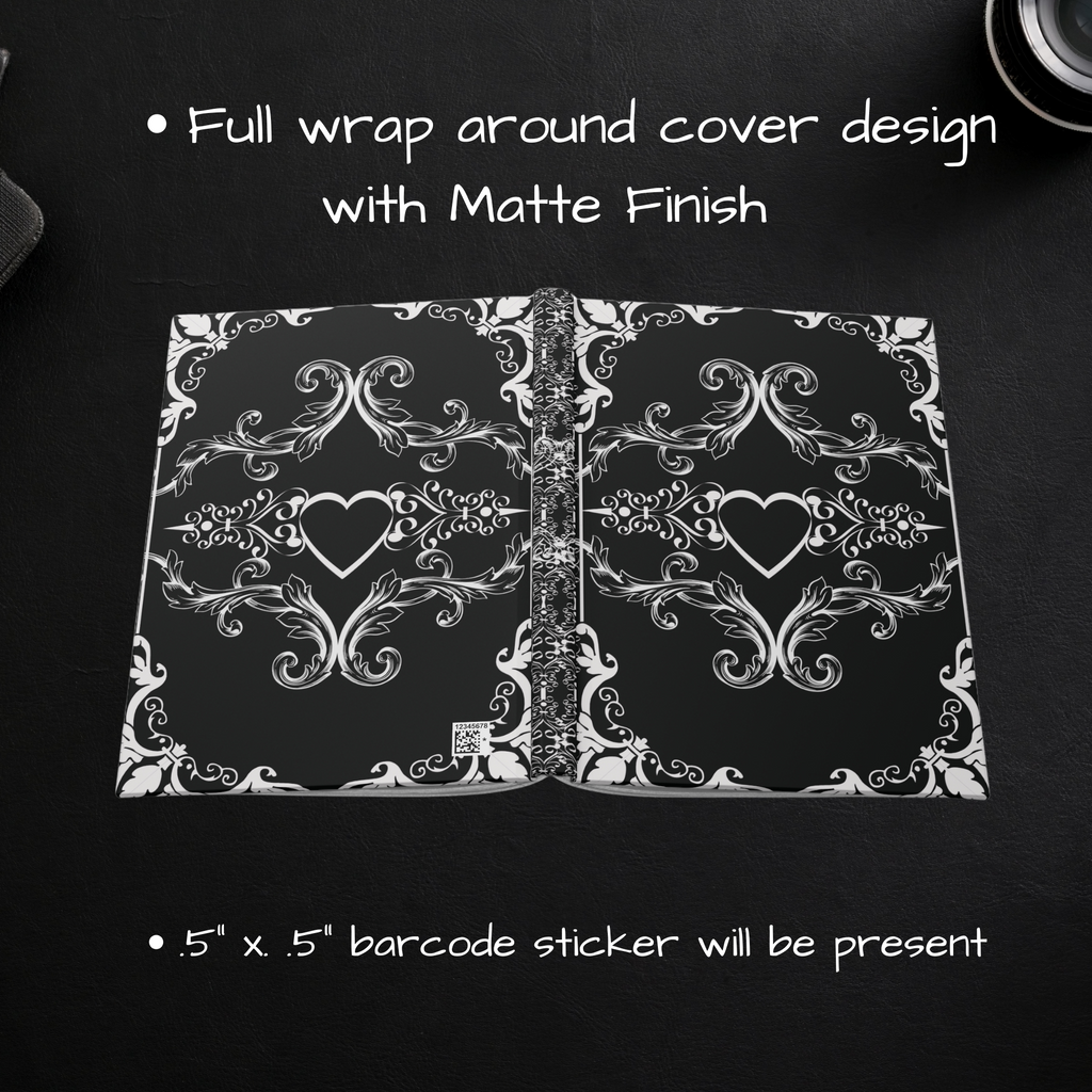 Gothic Dark Romance Journal — Victorian Scrollwork Hardcover in Black & White