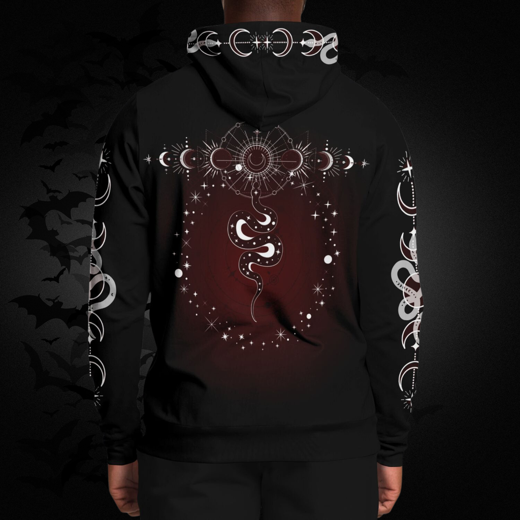 Celestial Serpent All Over Print Hoodie – Crimson