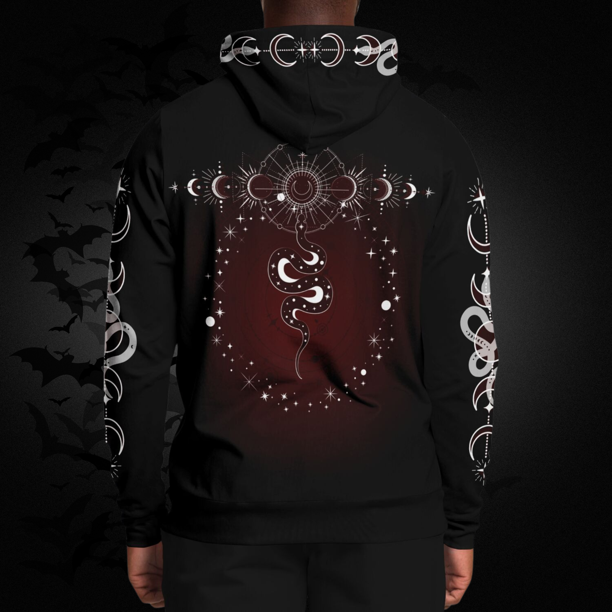 Celestial Serpent All Over Print Hoodie – Crimson