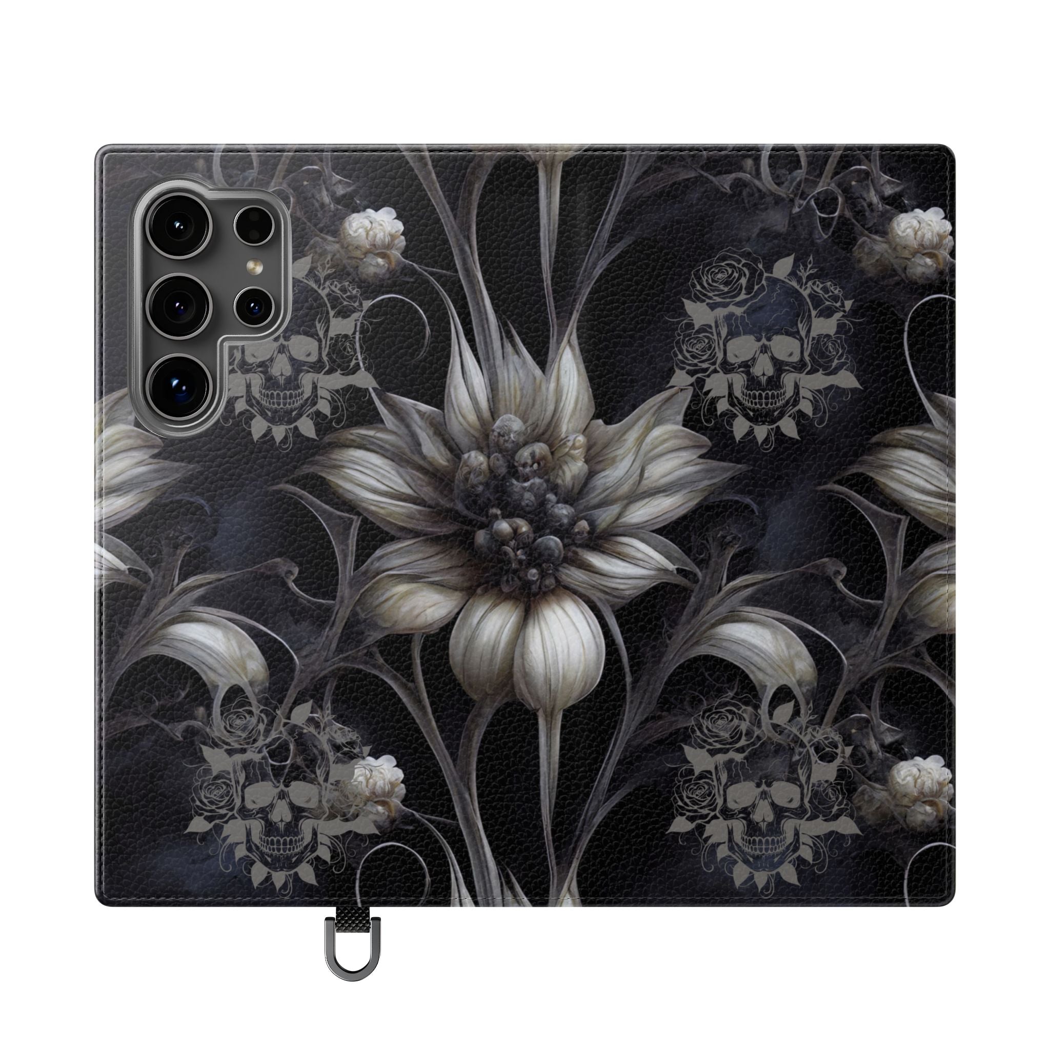 Goth Botanical Flip Wallet Case for iPhone and Samsung Galaxy Phones