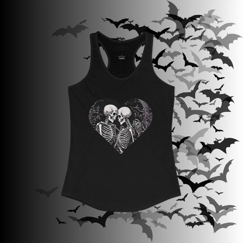 Gothic Skeleton Heart "Forever Yours" Racerback Tank Top — Dark Romance Front & Back