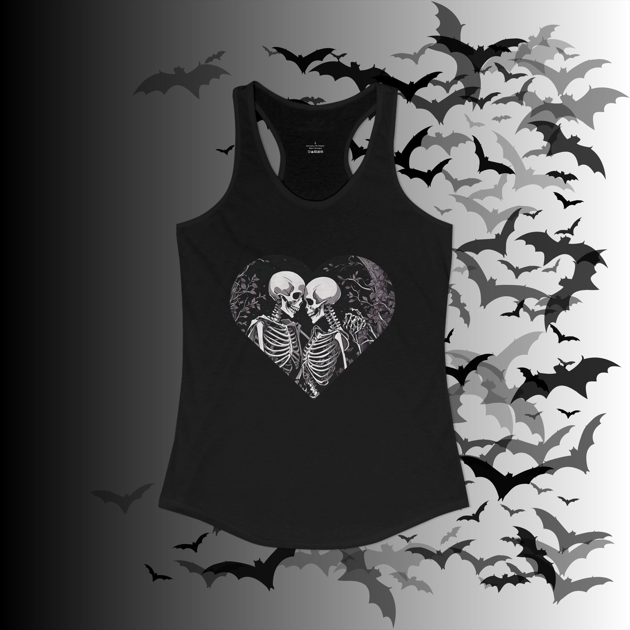 Gothic Skeleton Heart "Forever Yours" Racerback Tank Top — Dark Romance Front & Back