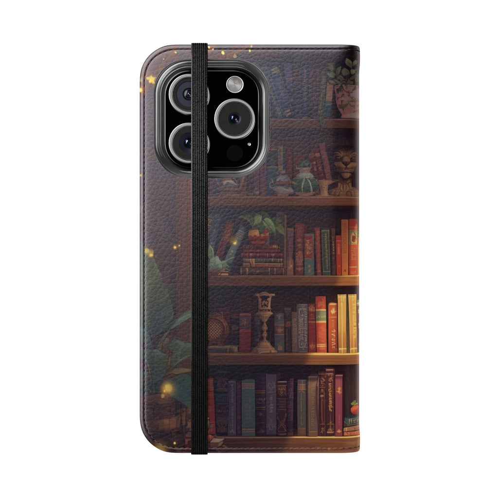 Whimsigoth Bookcase Wallet Flip Case - Romantasy Reader Phone Wallet - Book Pattern Flip Case - Bookish Phone Case