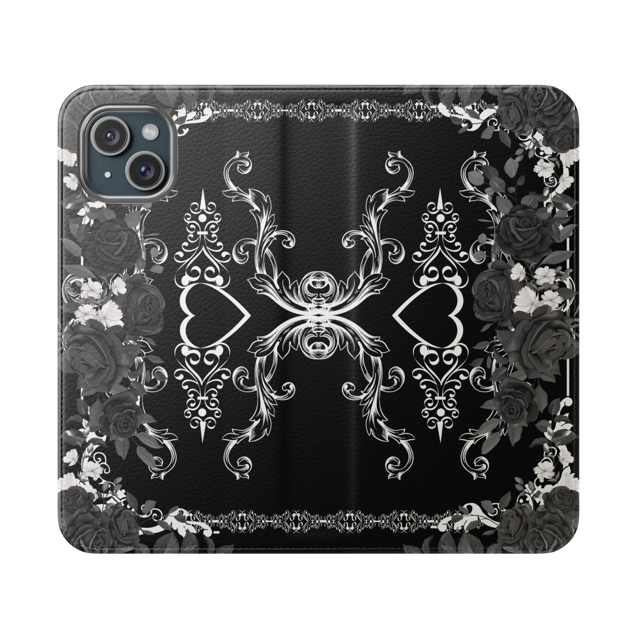 Romantic Goth Wallet Flip Case - Goth Botanical Phone Case