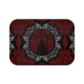 Gothic Cathedral Bats Bath Mat — Elegant Crimson Bathroom Decor