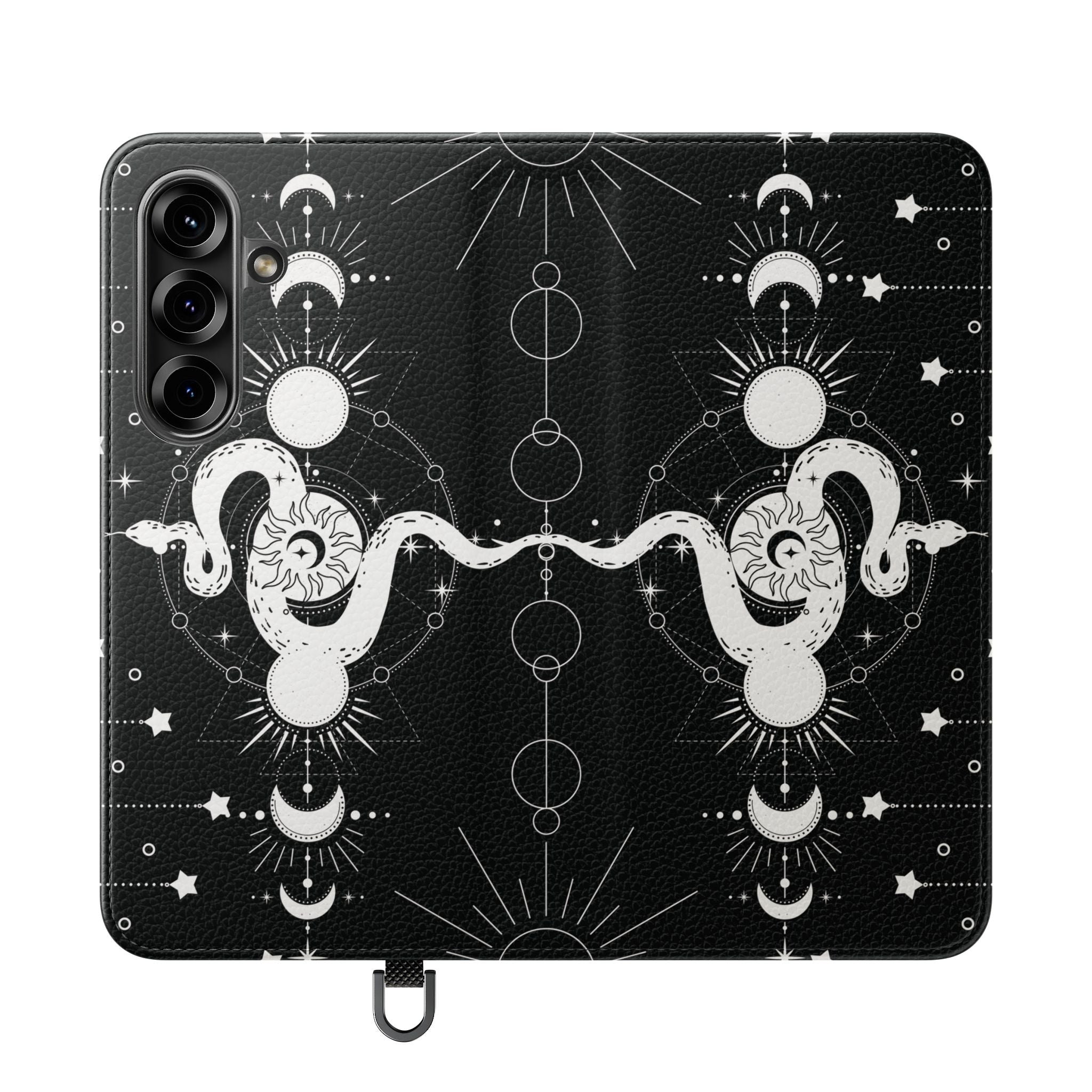 Gothic Style Celestial Snake Moon Phases Wallet Flip PhoneCase - Celestial Style Phone Case for iPhone and Samsung - Moon Phases Wallet Case
