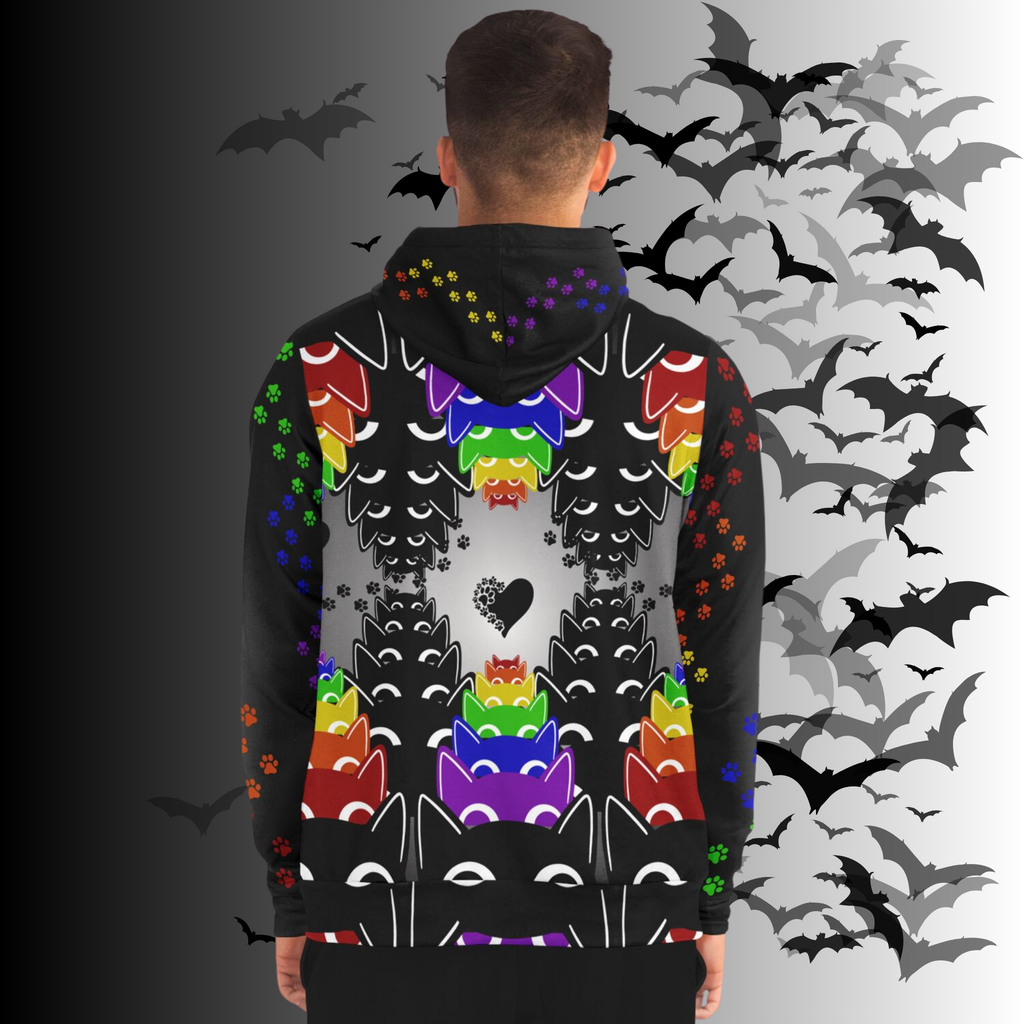 Rainbow Cats All Over Print Zip Hoodie