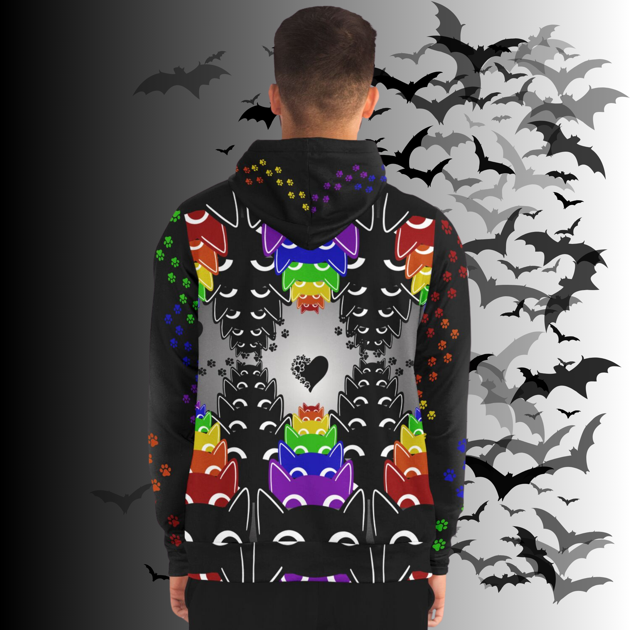 Rainbow Cats All Over Print Zip Hoodie