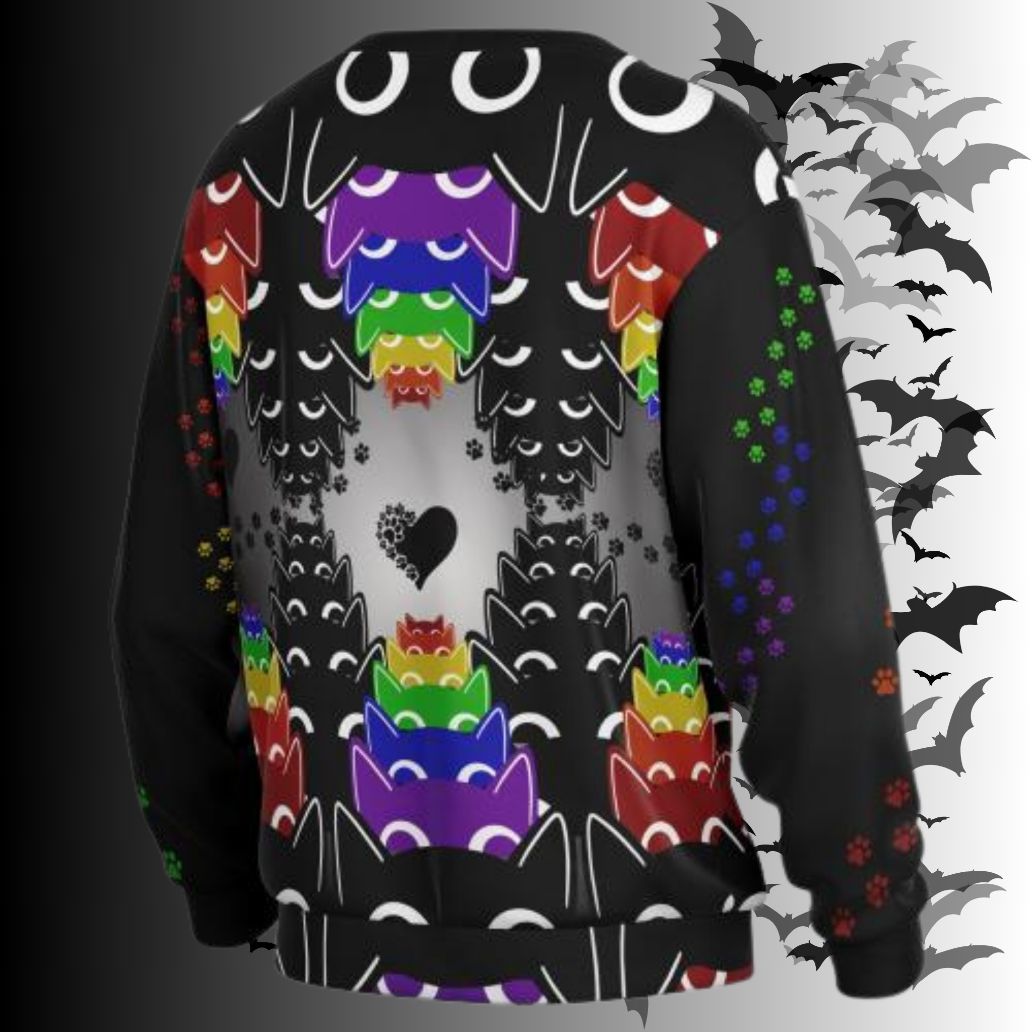 Rainbow Cats All Over Print Cardigan