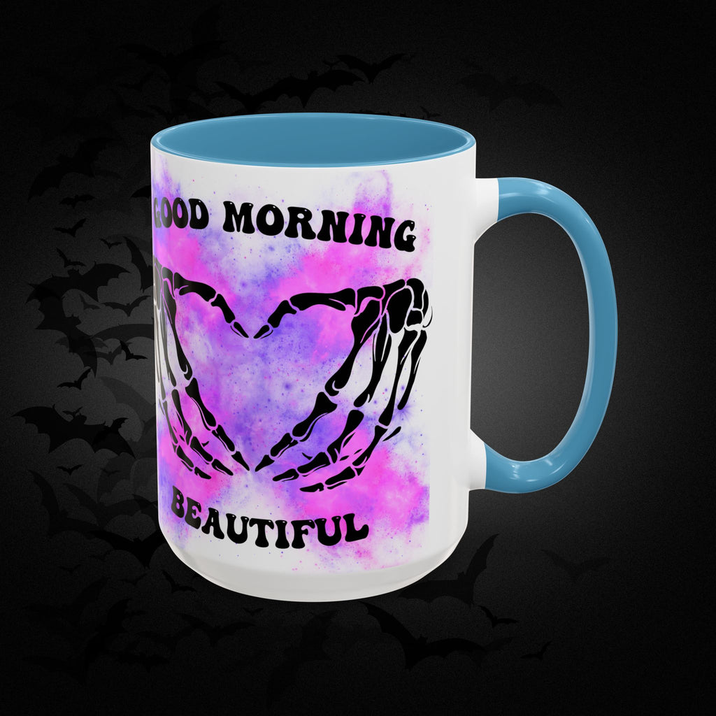 Good Morning Beautiful Fuck Off Skeleton Hands Accent Coffee Mug
