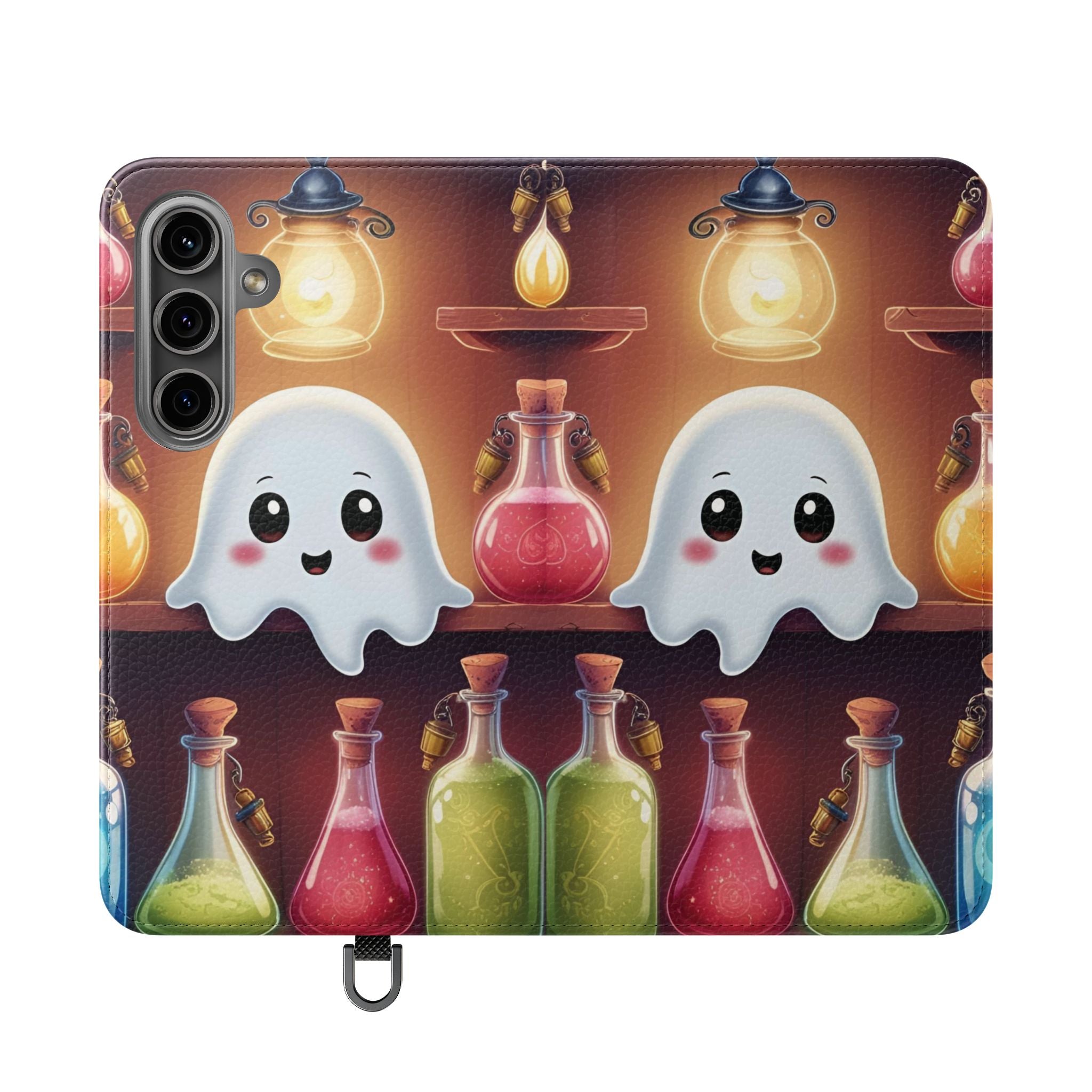 Apothecary Ghost Flip Wallet Case - Spooky Halloween Phone Case - Gothic Ghost Smartphone Case -  Ghost on a Shelf Wallet Case