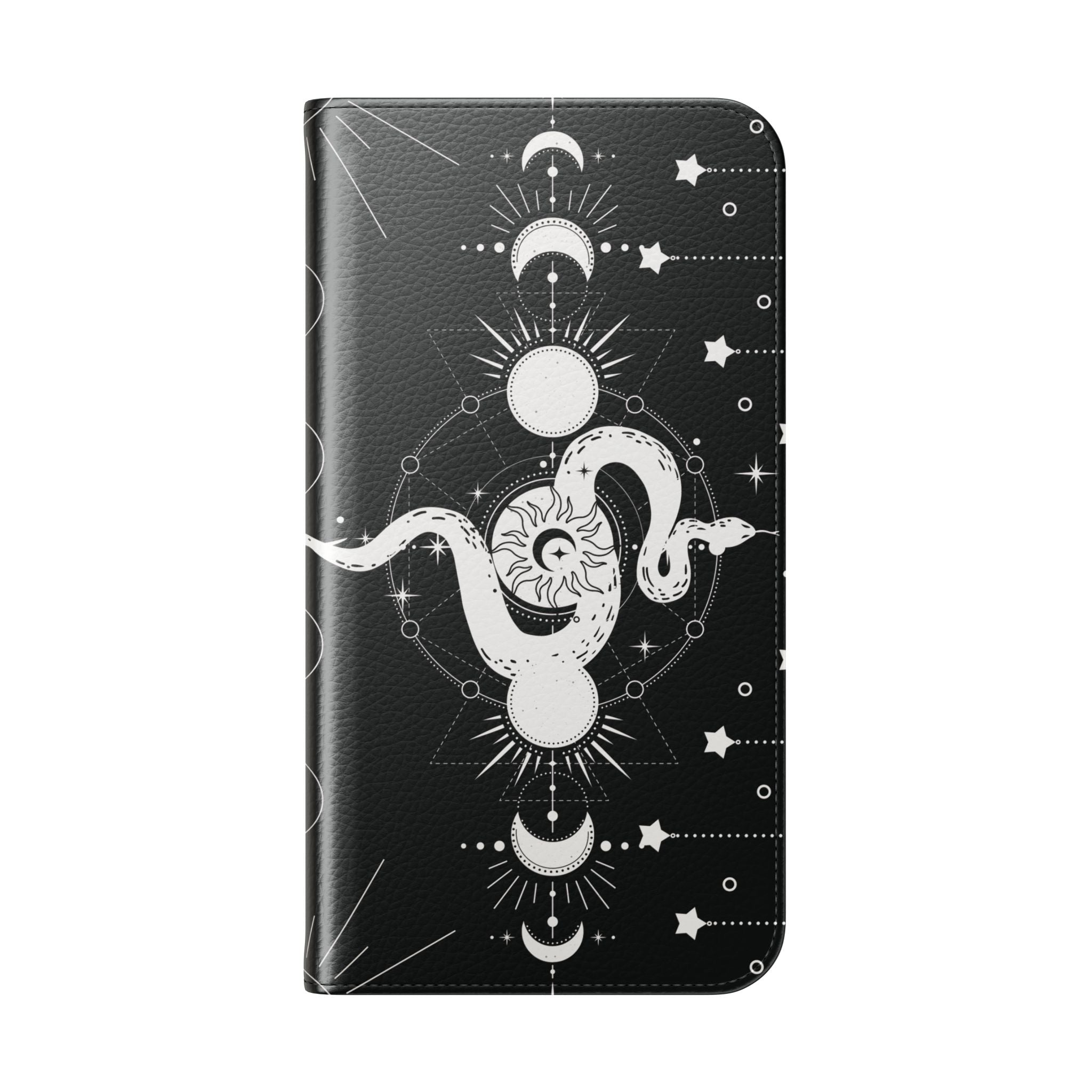 Gothic Style Celestial Snake Moon Phases Wallet Flip PhoneCase - Celestial Style Phone Case for iPhone and Samsung - Moon Phases Wallet Case