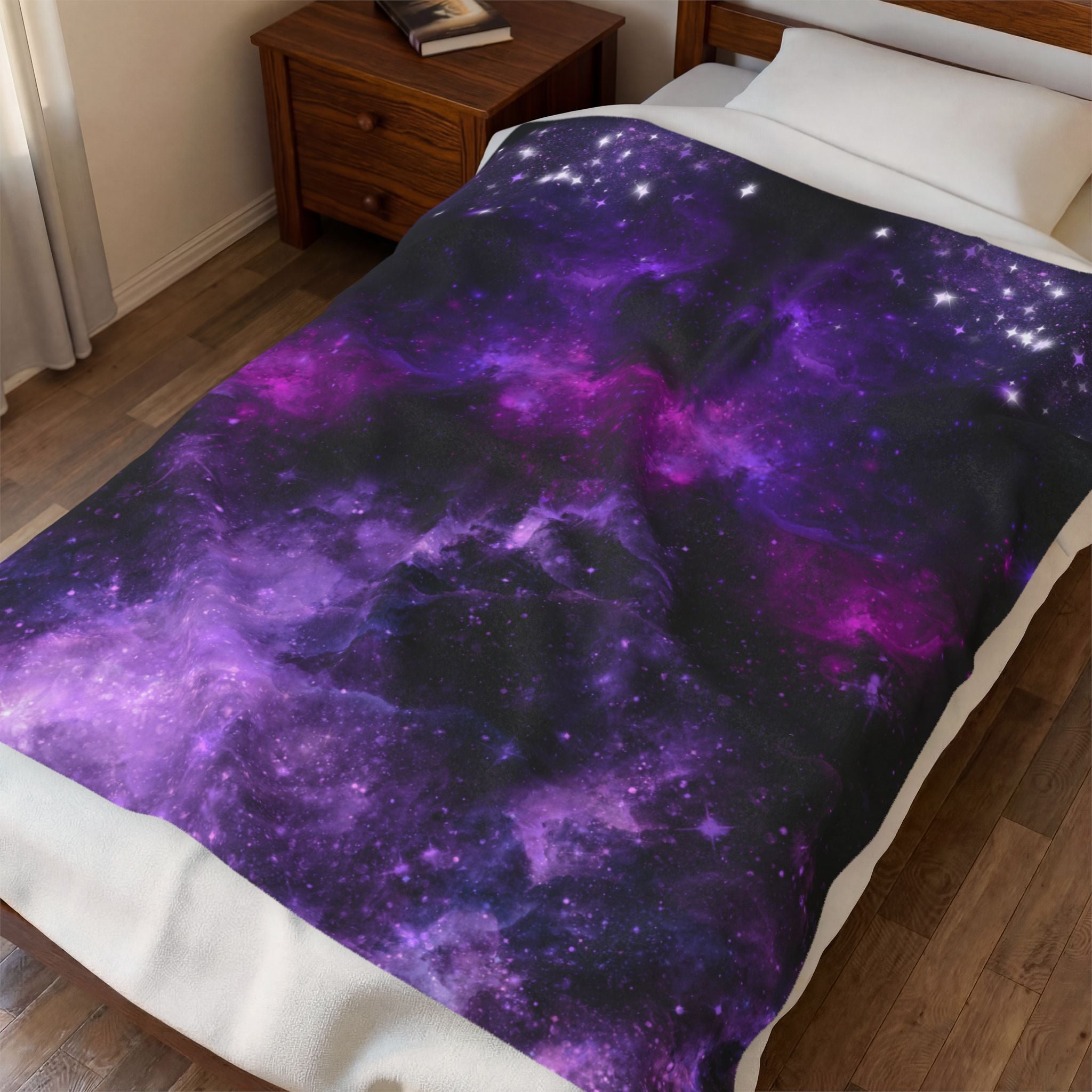 Pastel Goth Purple Galaxy Throw Blanket — Cosmic Nebula Home Decor