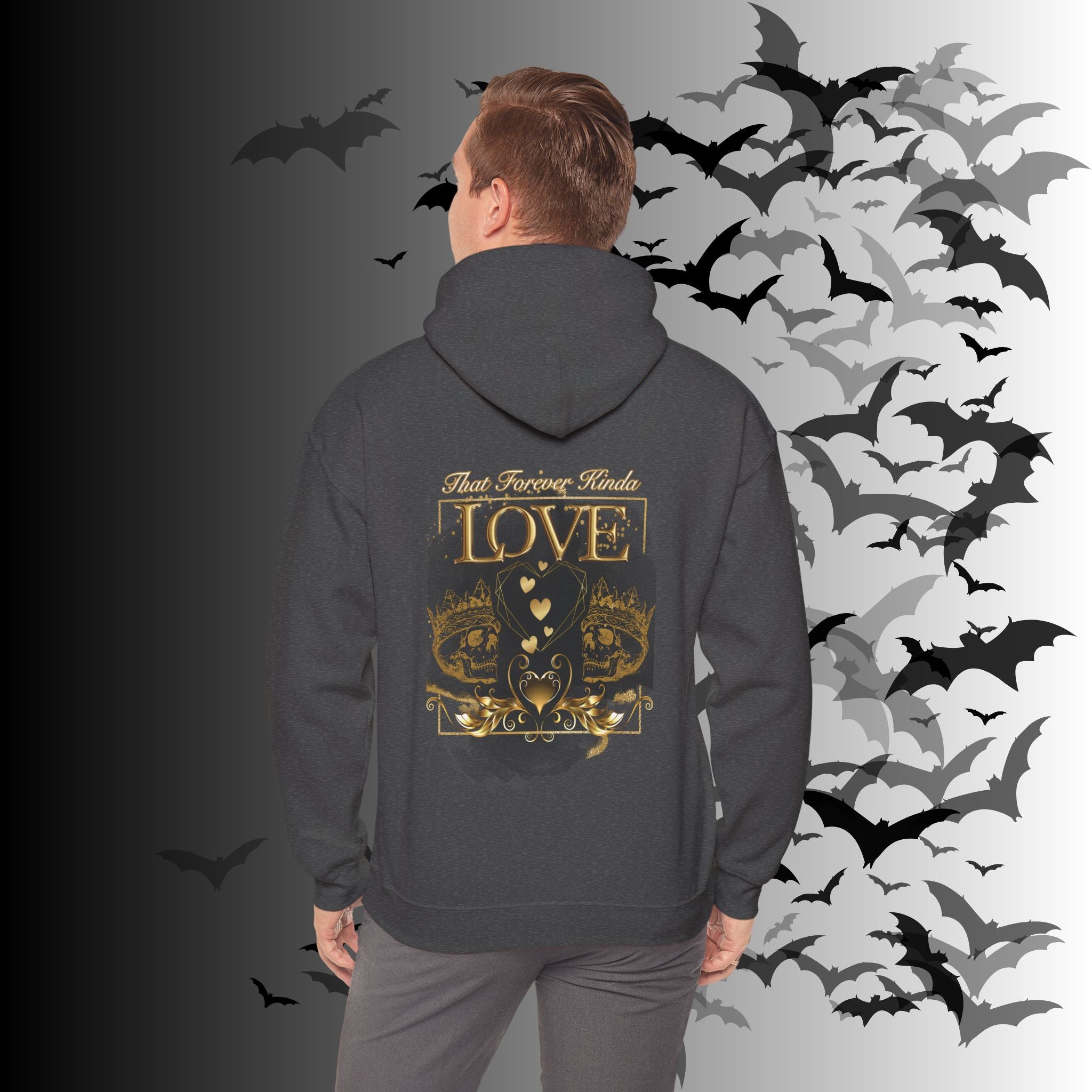 That Forever Kinda Love Hoodie — Gothic Gold Skull Couples Pullover