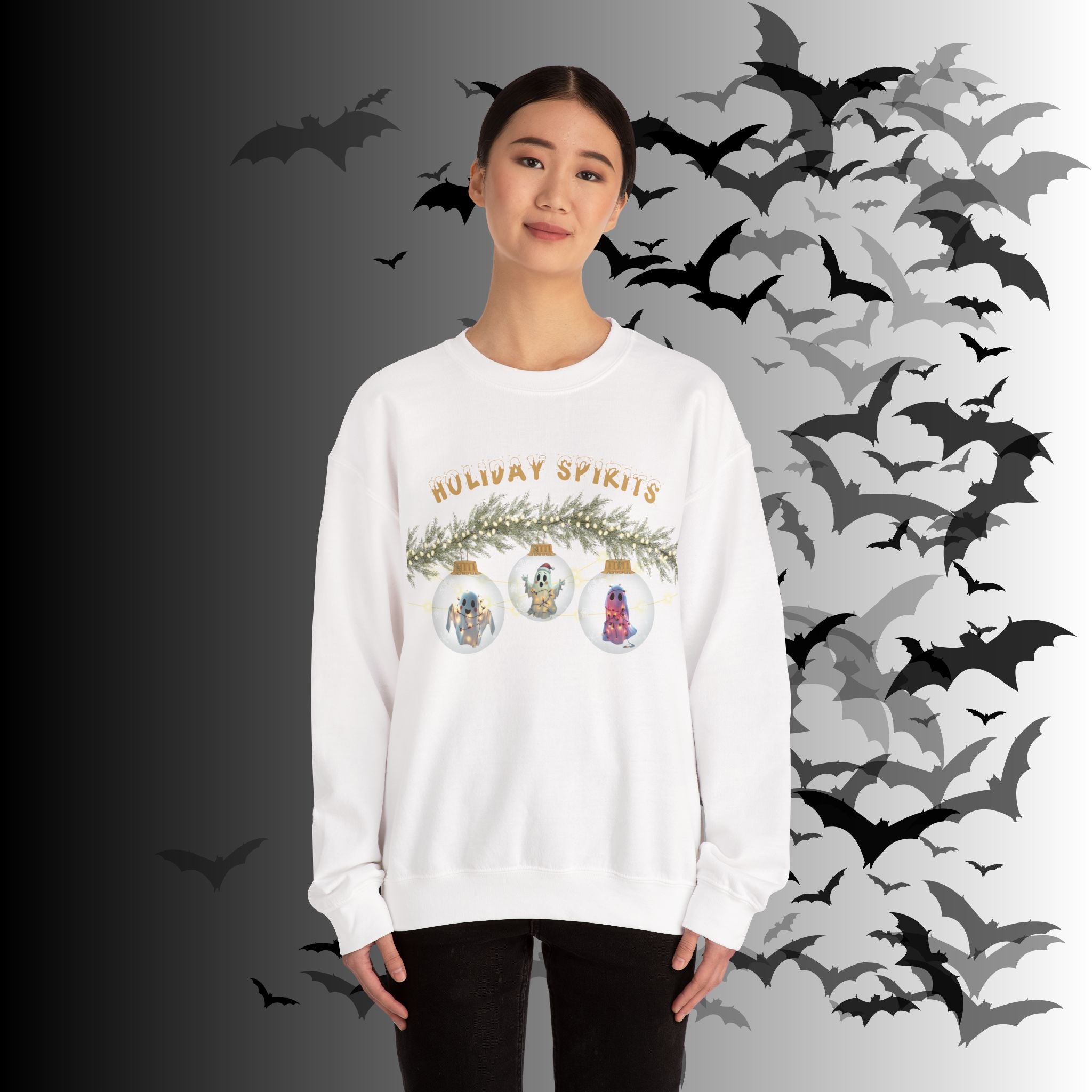 Holiday Spirits Crewneck Sweatshirt — Ghost Christmas Ornament Gothmas