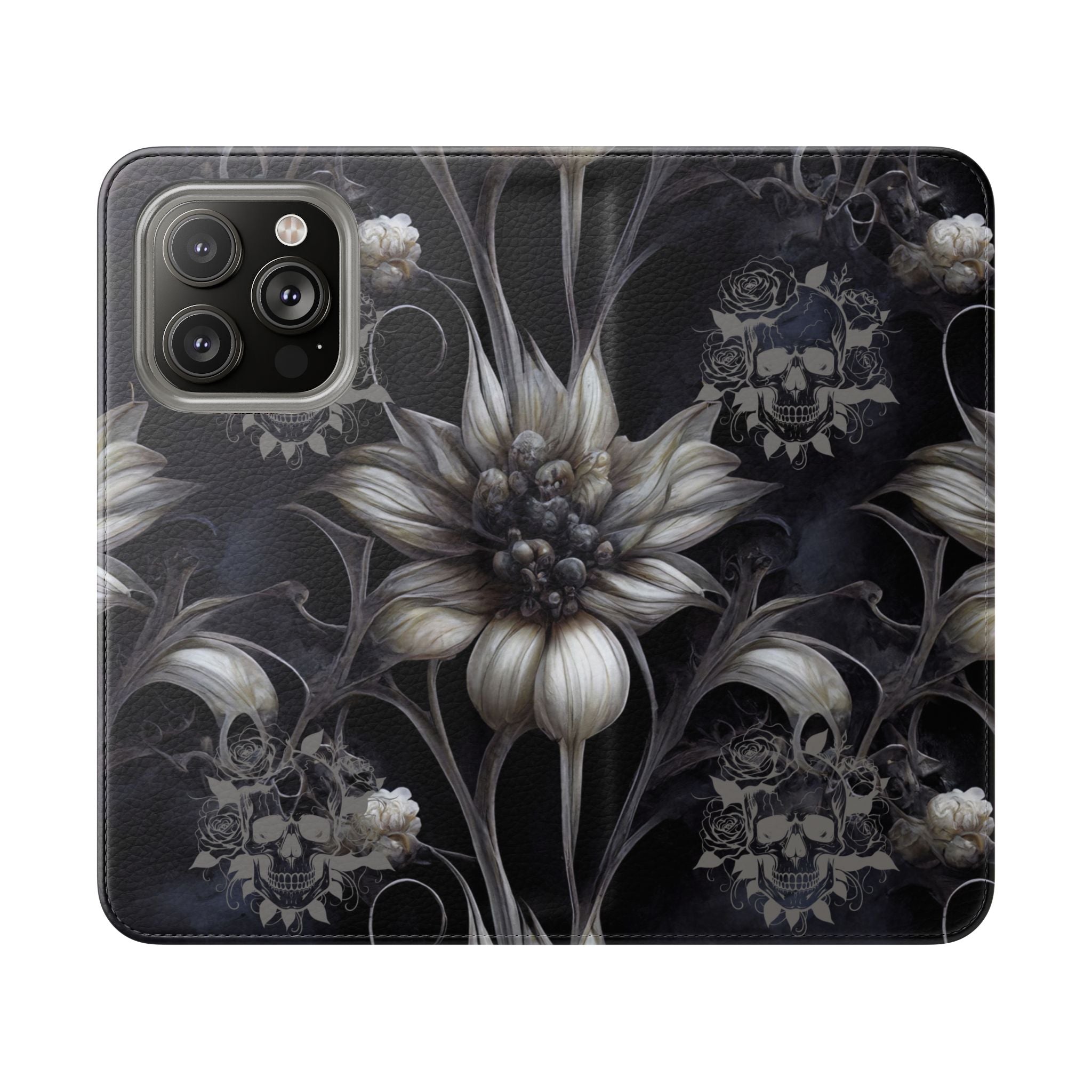 Goth Botanical Flip Wallet Case for iPhone and Samsung Galaxy Phones