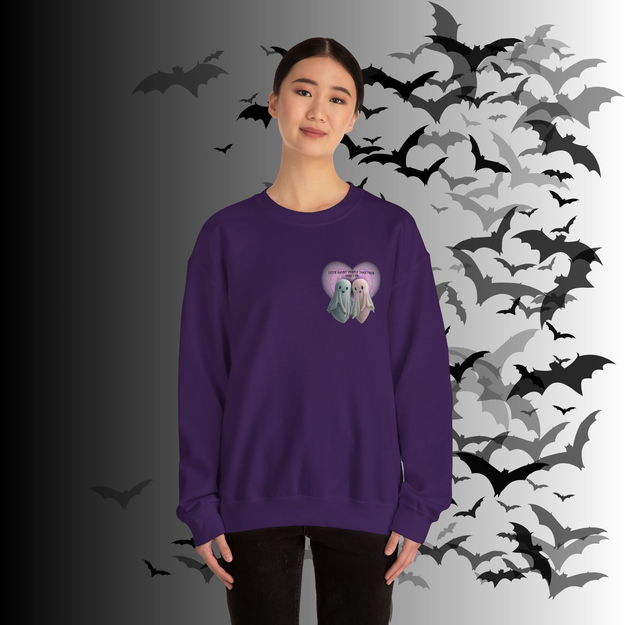 Let's Haunt People Together Forever Crewneck Sweatshirt — Gothic Valentine's Couples Ghost