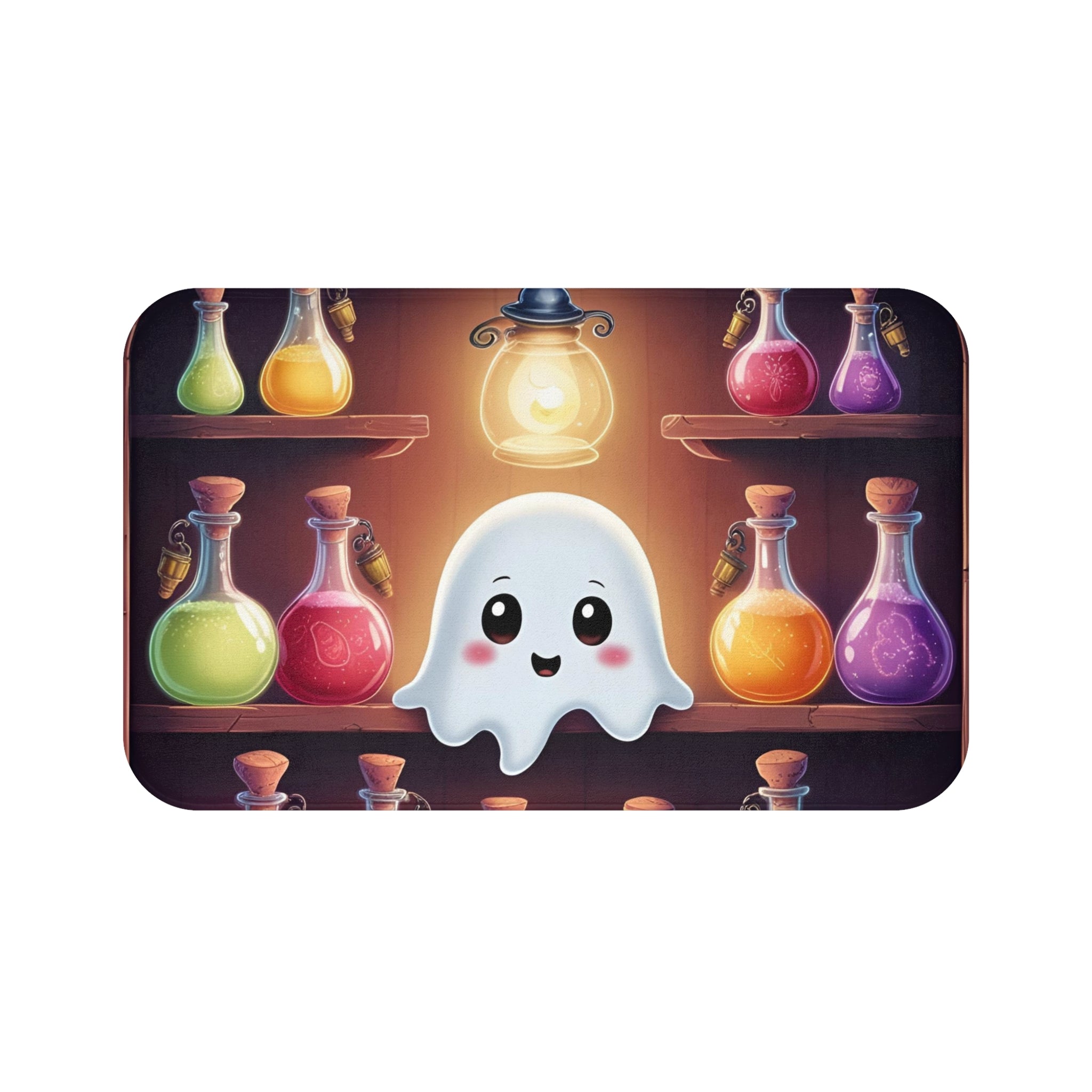 Apothecary Ghost Bath Mat — Whimsigoth Potion Shelf Bathroom Decor