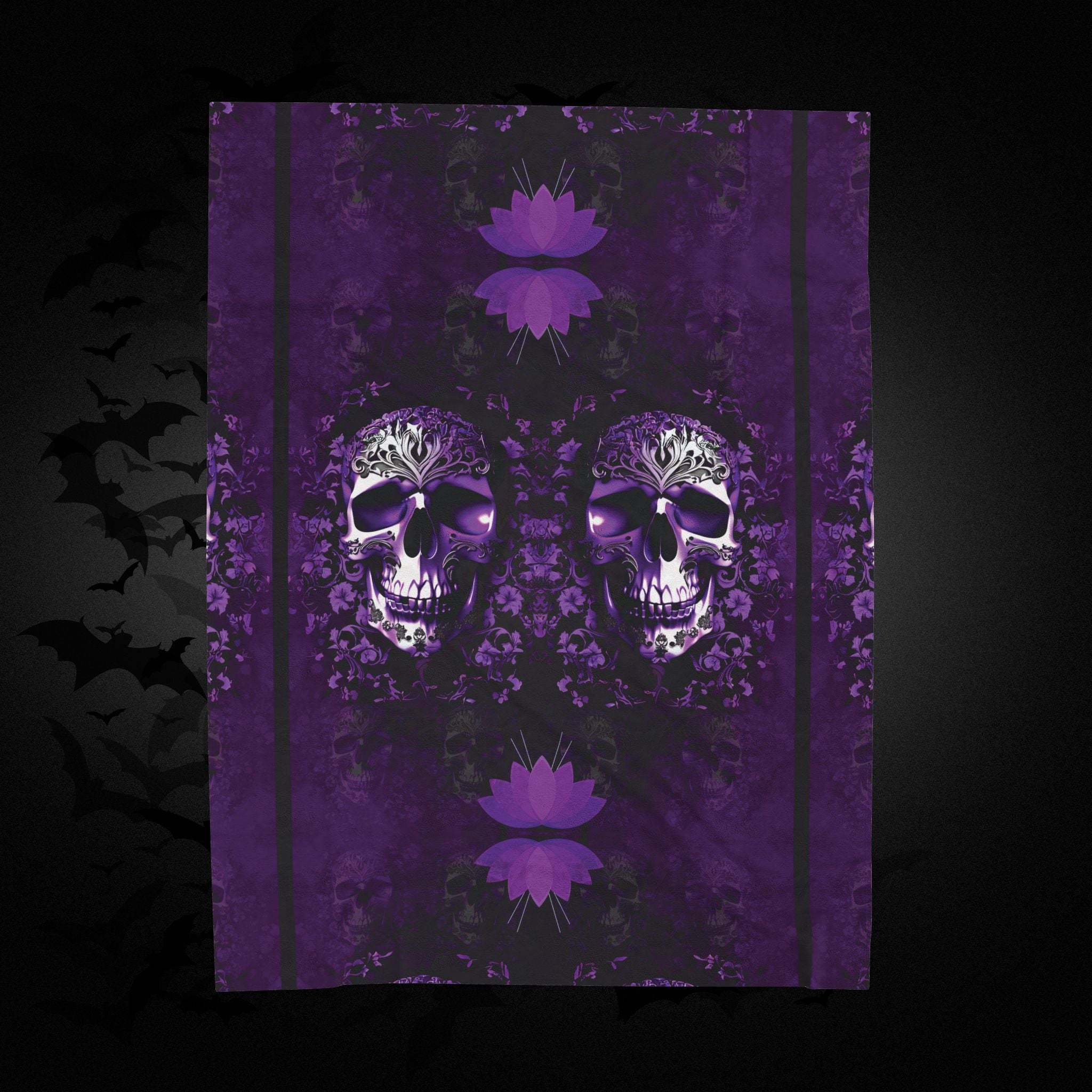 Gothic Purple Skull Throw Blanket — Dark Elegance Home Decor
