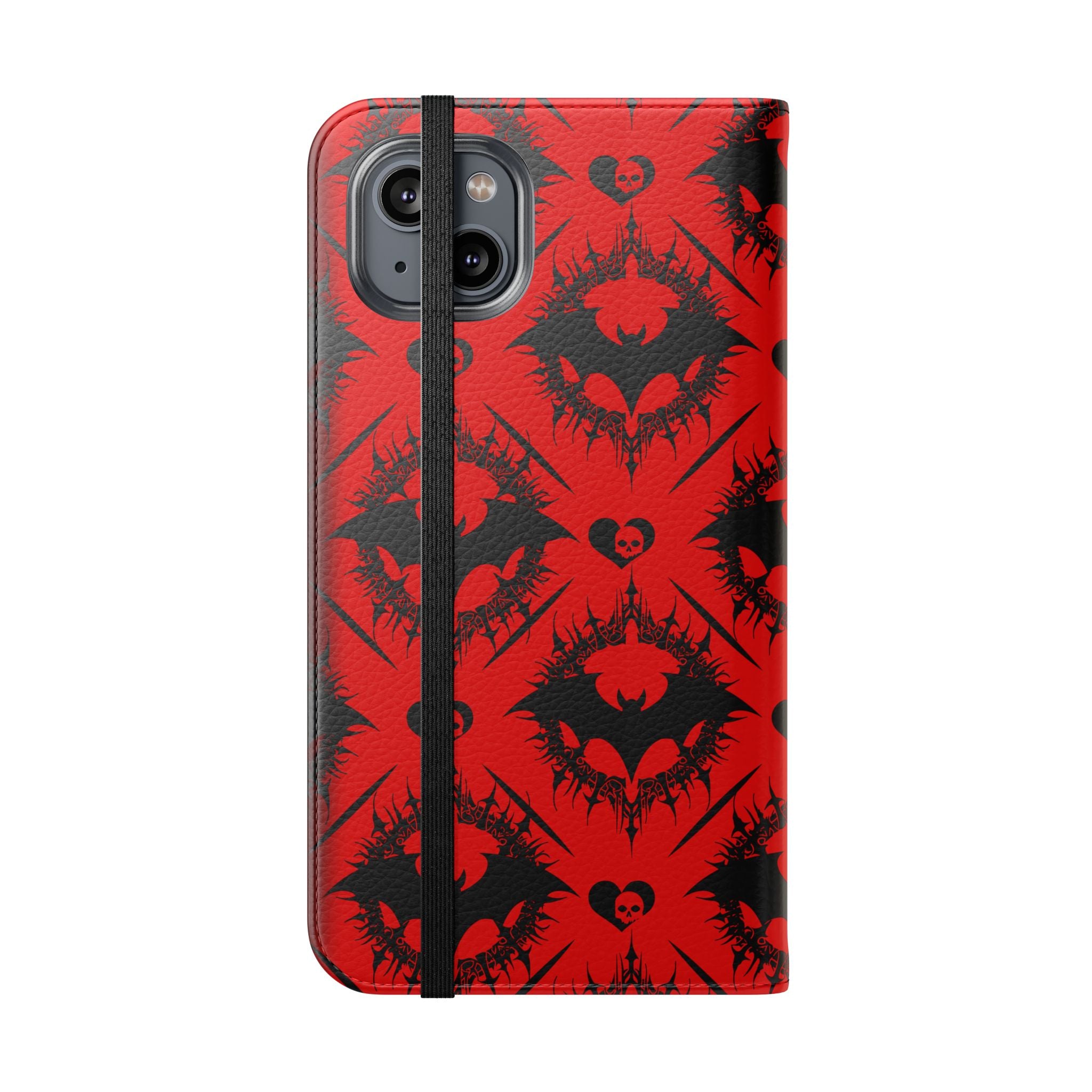 Gothic Bat Wallet Flip Case - Elegant Goth Phone Wallet - Bat Pattern Flip Case - Gothic Phone Case - Stylish Wallet Phone Case