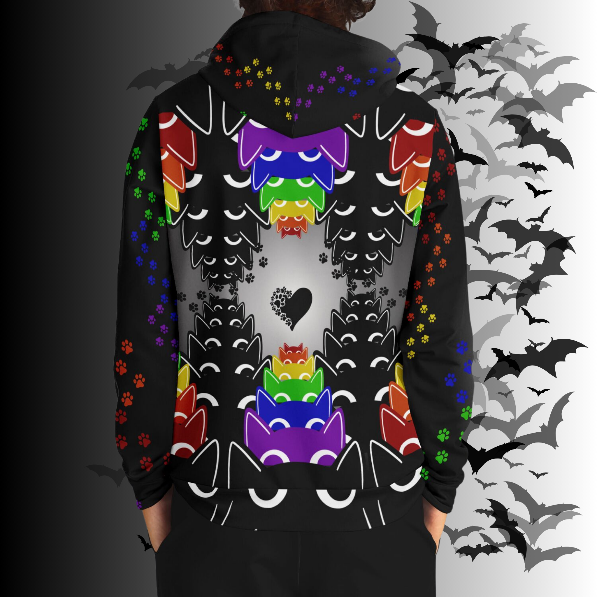 Rainbow Cats All Over Print Hoodie