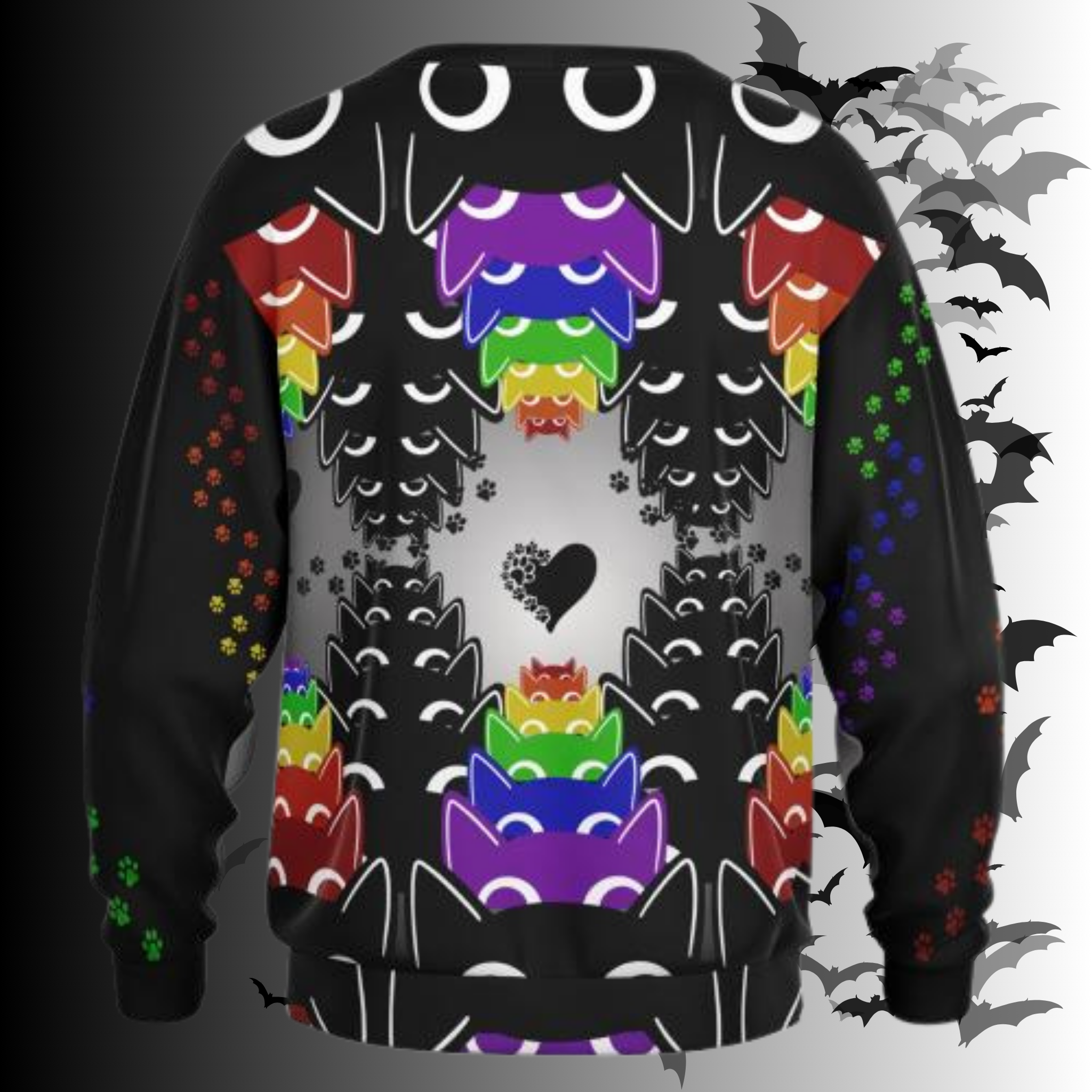 Rainbow Cats All Over Print Cardigan