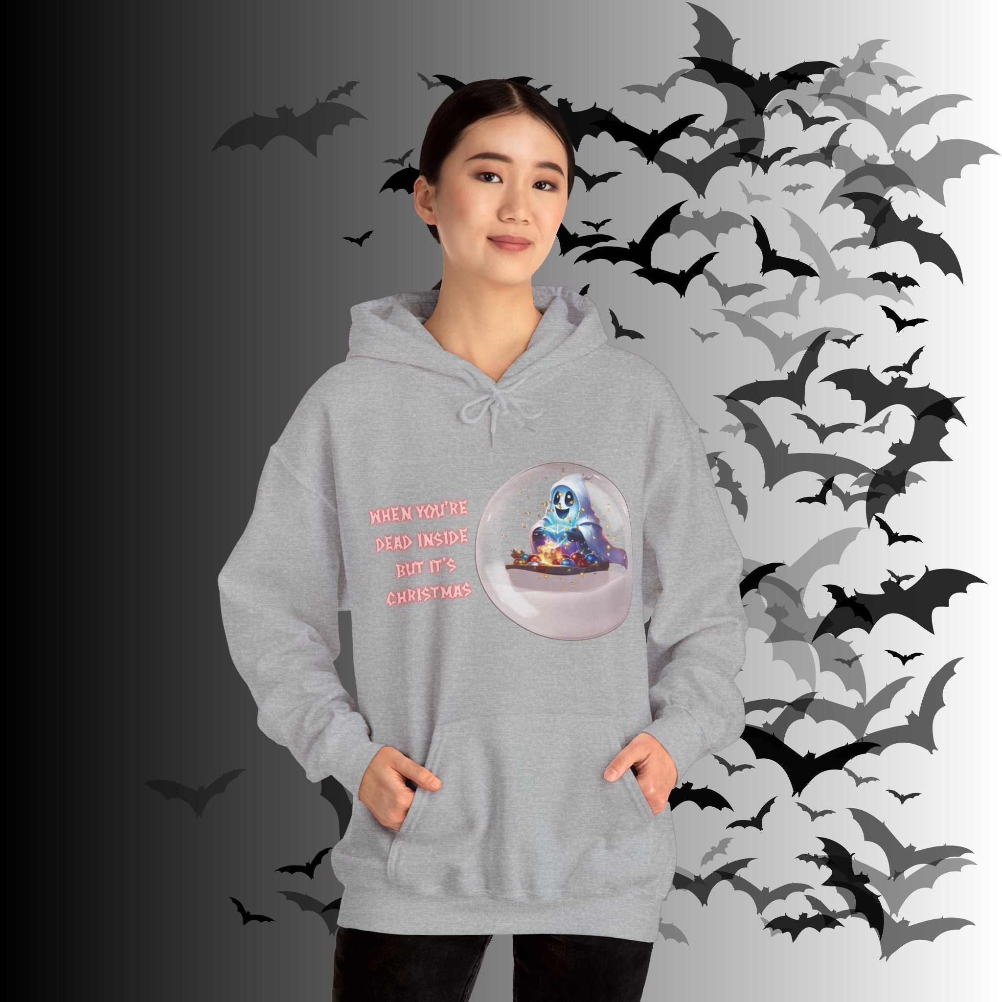When You're Dead Inside But It's Christmas Hoodie — Ghost Snow Globe Pullover