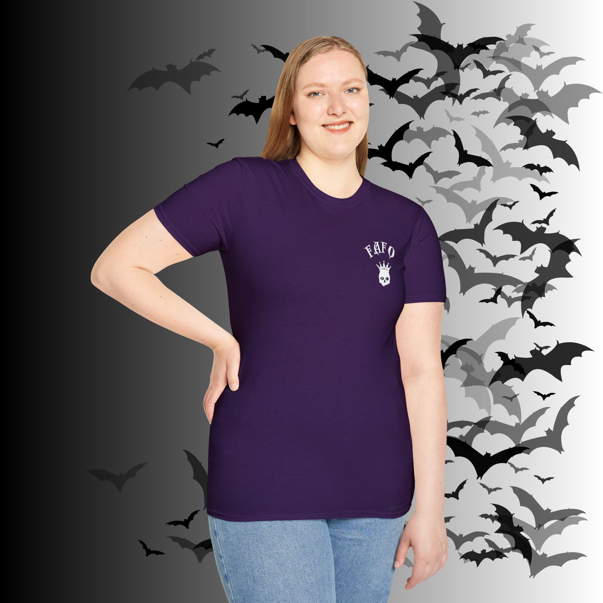 "FAFO" I Identify As A Threat T-Shirt — White Print Front & Back Gothic Tee