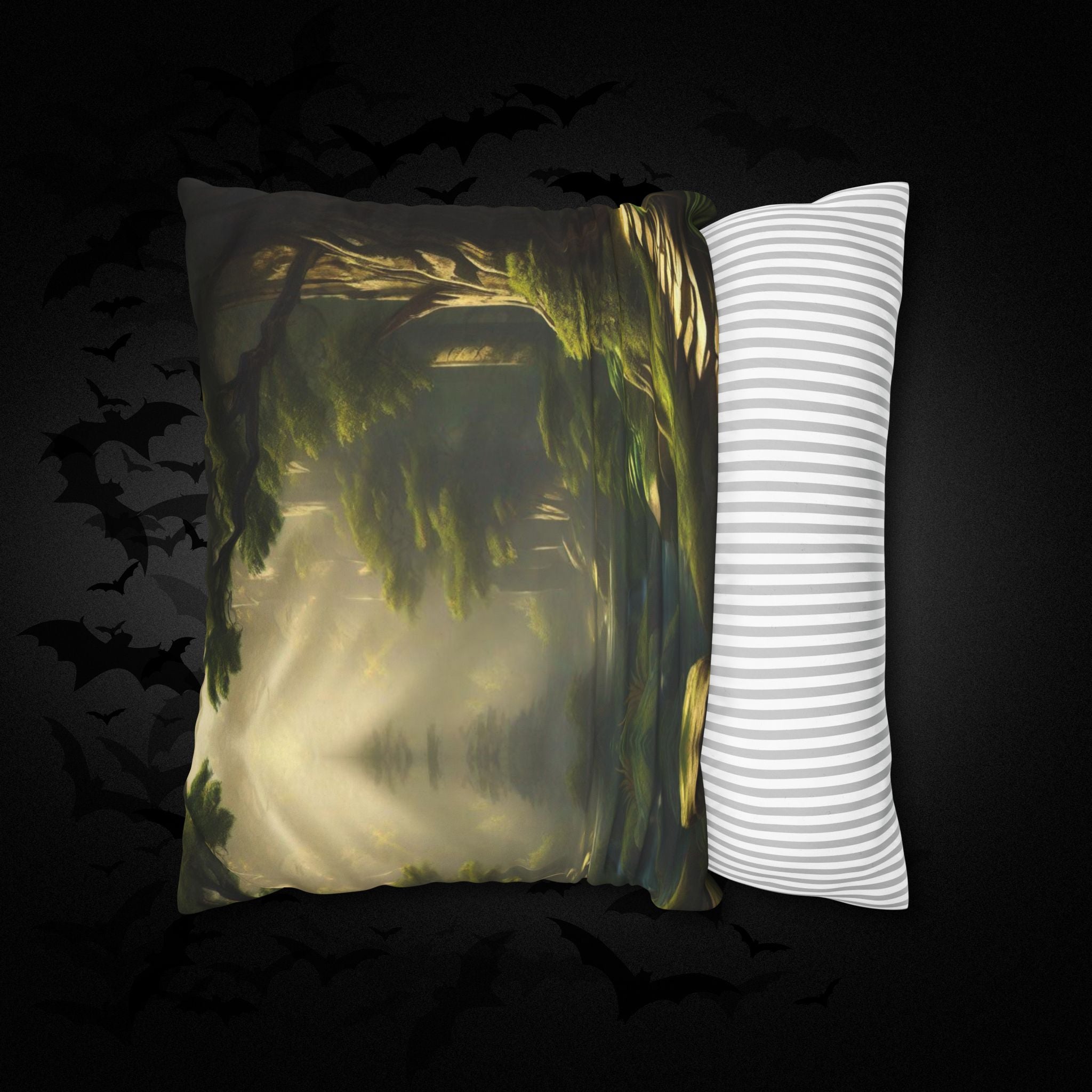 Mystical Forest Throw Pillow — Dark Cottagecore Woodland Home Decor