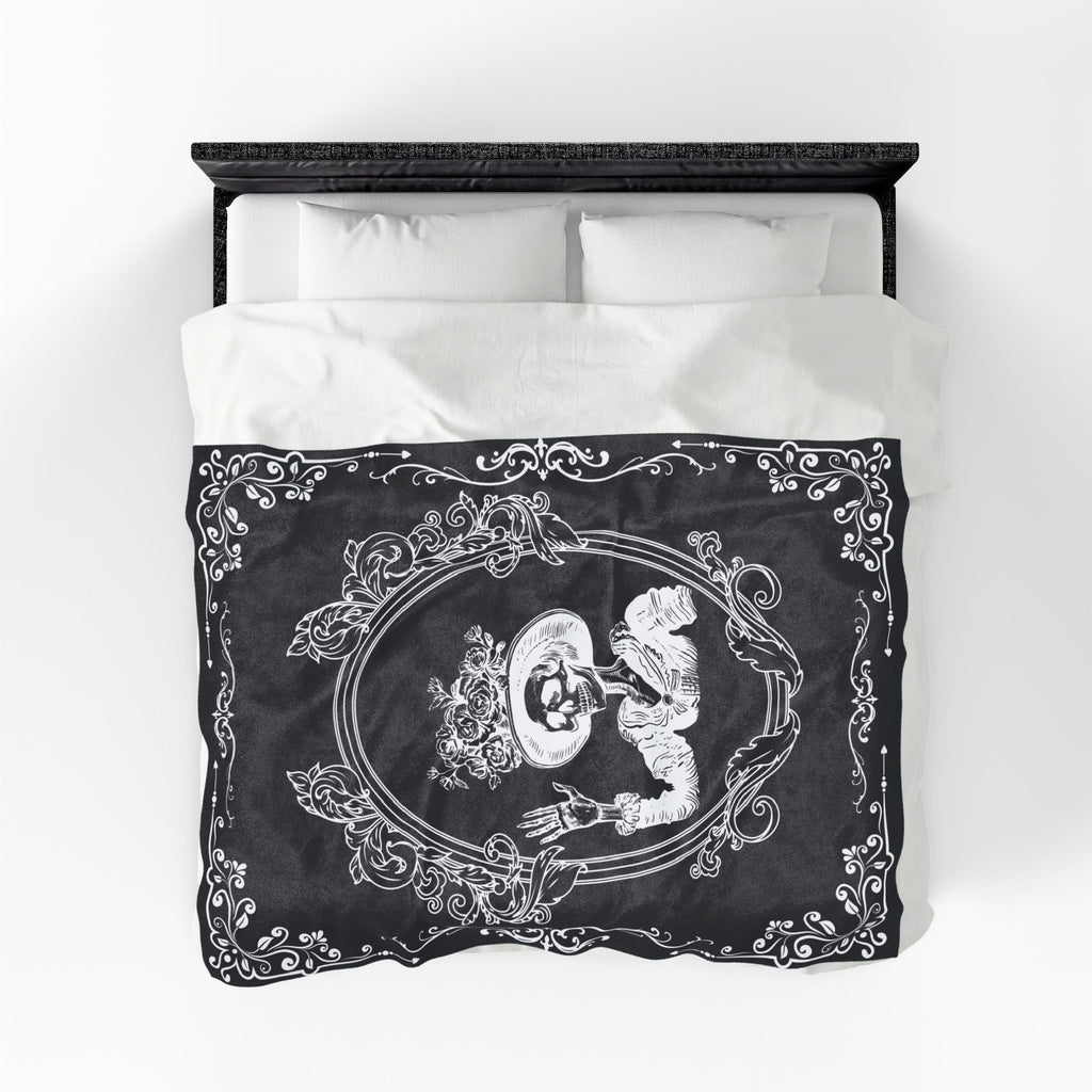 Victorian Skeleton Throw Blanket — Gothic Dark Academia Home Decor