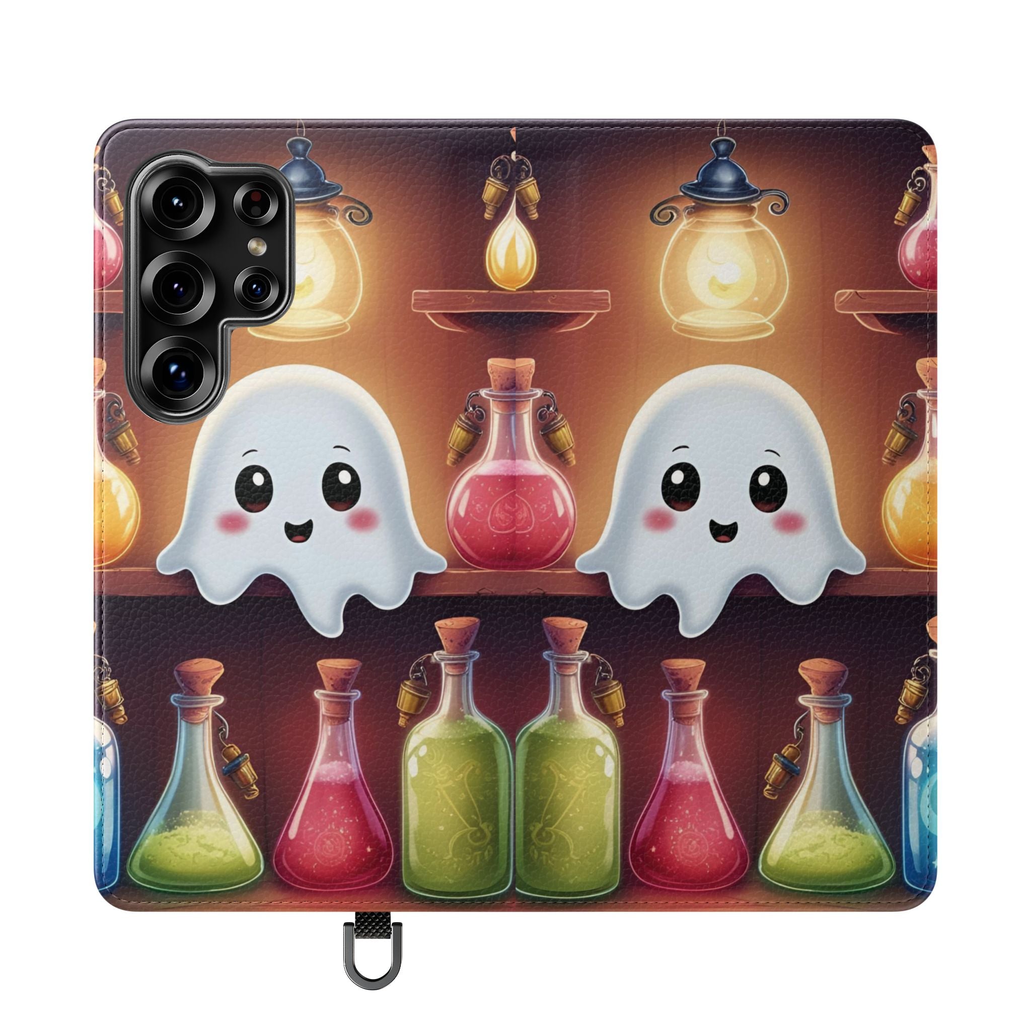 Apothecary Ghost Flip Wallet Case - Spooky Halloween Phone Case - Gothic Ghost Smartphone Case -  Ghost on a Shelf Wallet Case