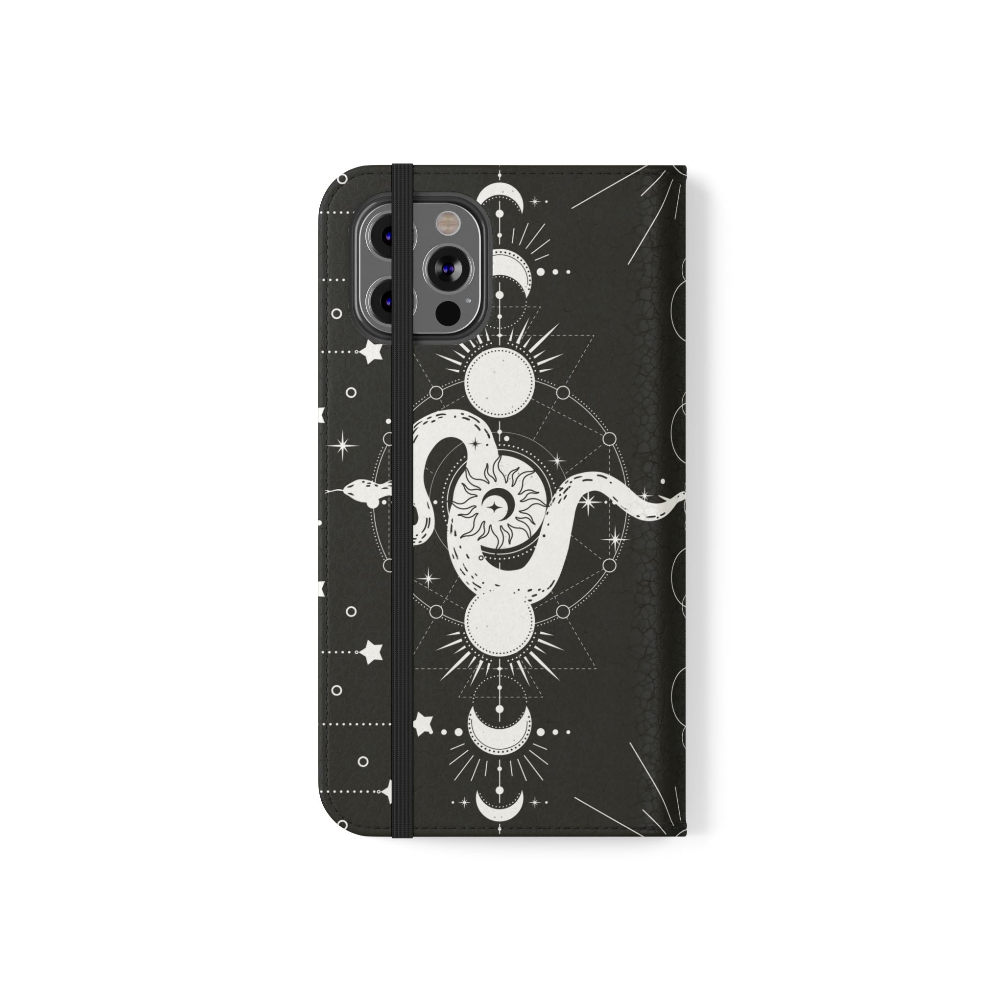 Gothic Style Celestial Snake Moon Phases Wallet Flip PhoneCase - Celestial Style Phone Case for iPhone and Samsung - Moon Phases Wallet Case