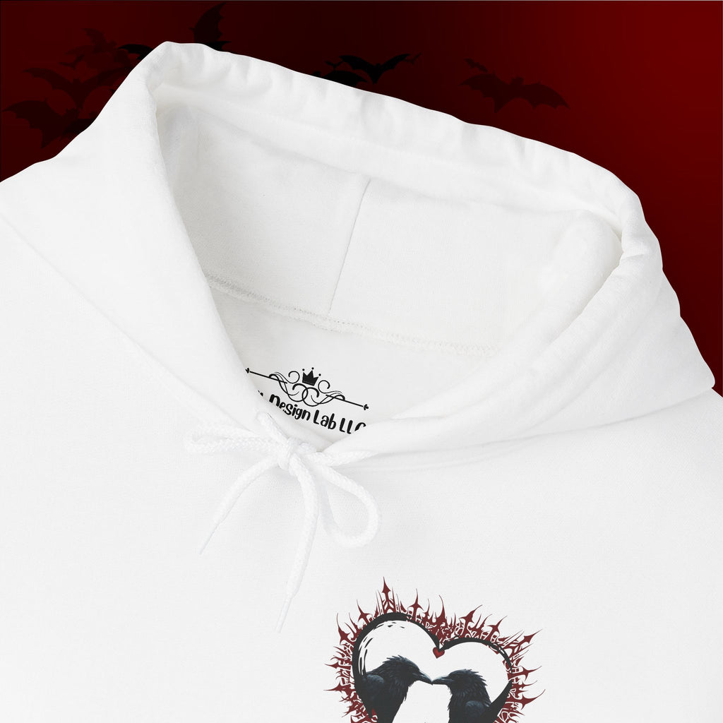 Gothic Raven Heart Hoodie — Dark Romance Valentine's Day Couples Pullover