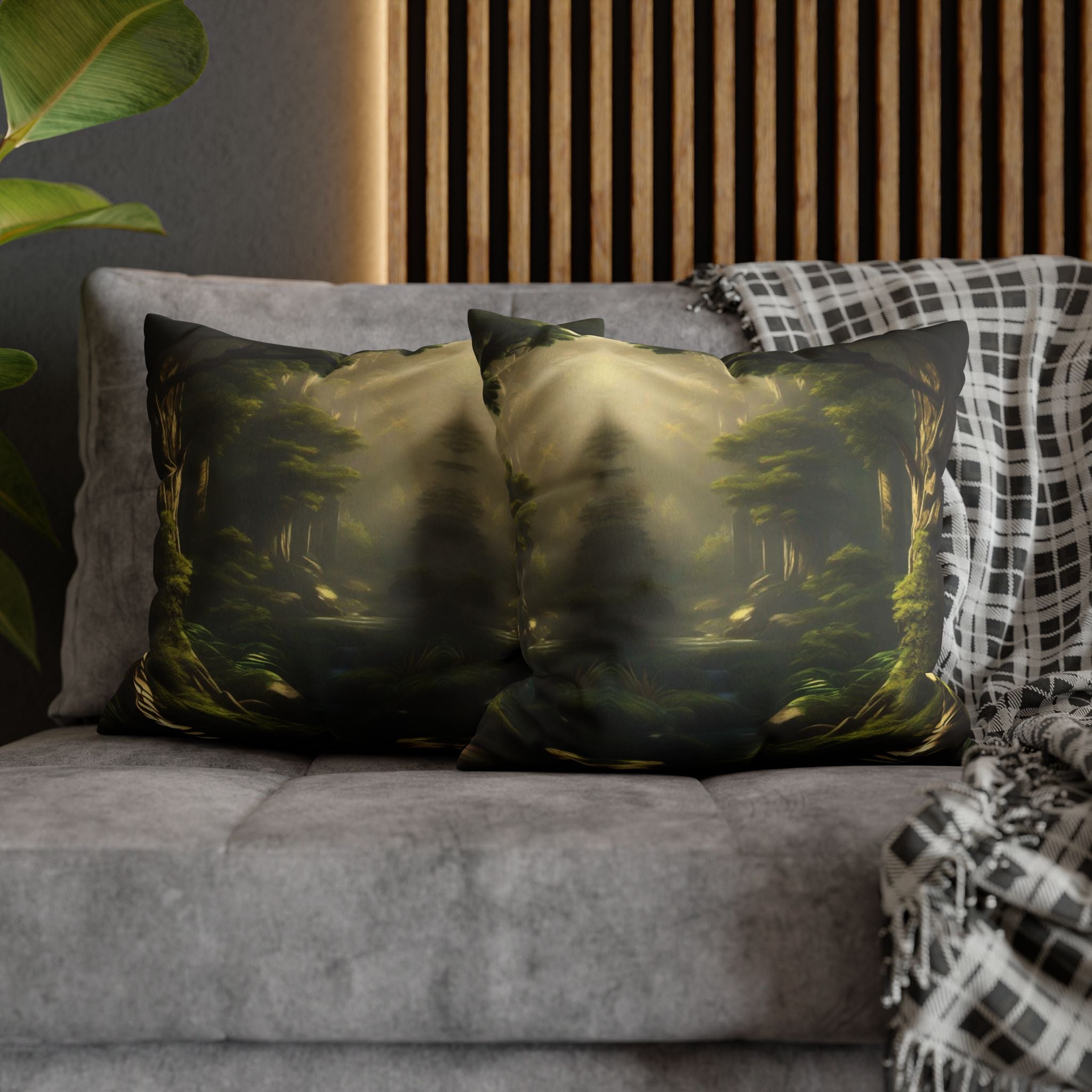 Mystical Forest Throw Pillow — Dark Cottagecore Woodland Home Decor