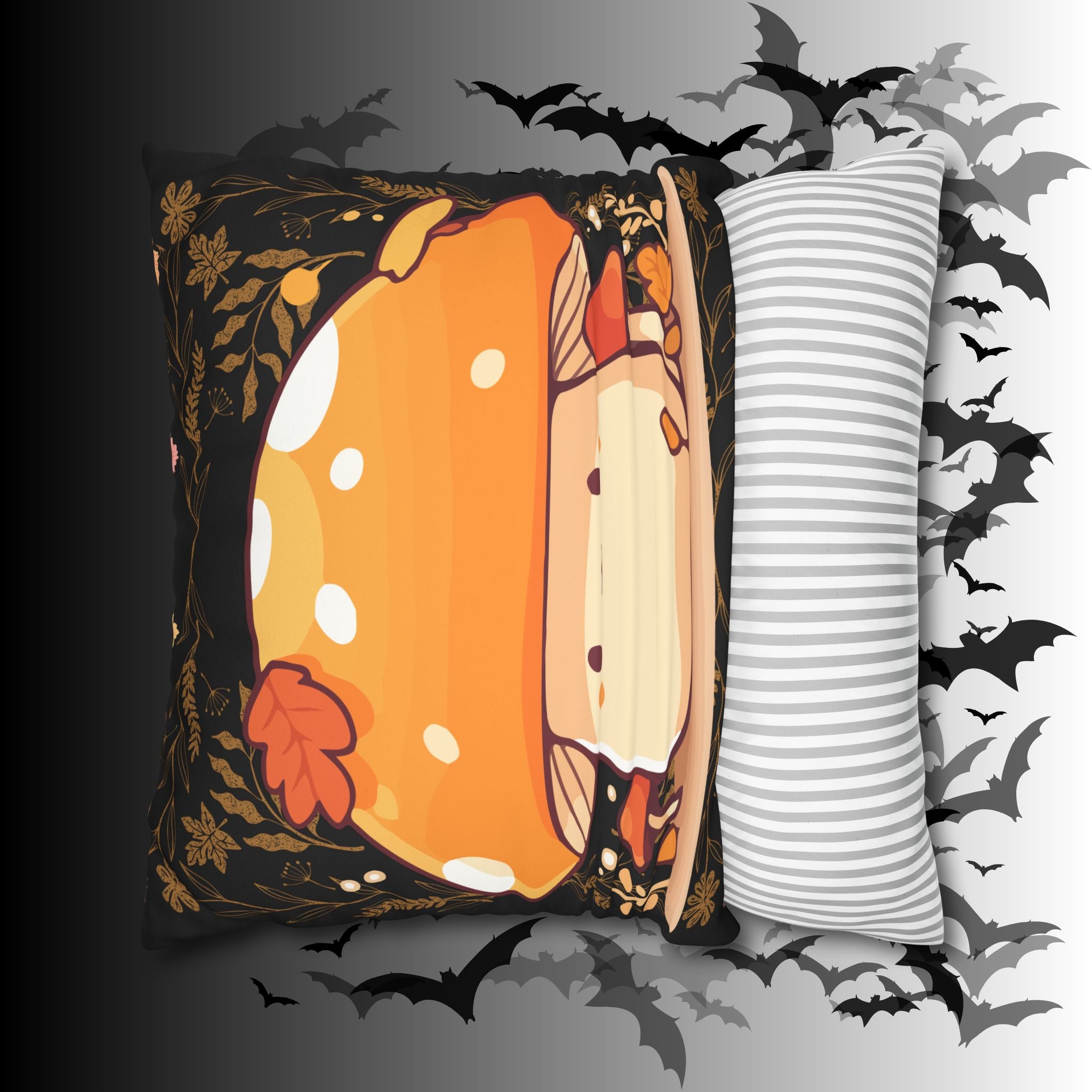 Dark Cottagecore Mushroom Throw Pillow — Forest Witch Kawaii Home Decor