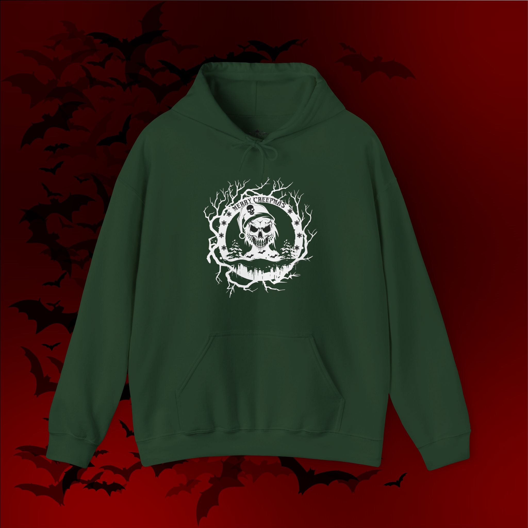 Merry Creepmas Hoodie — Gothic Christmas Skull Santa Pullover