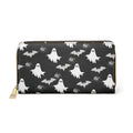 Gothic Ghost Bat & Spider Wallet | Spooky Print Faux Leather Zipper Clutch
